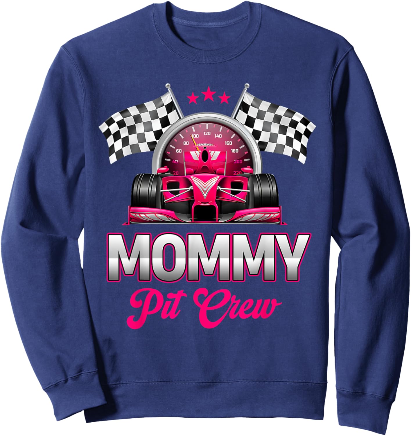 Mommy Pit Crew Race Car Birthday Girl Party Racing Family Sweatshirt - Sweatshirt | Navy