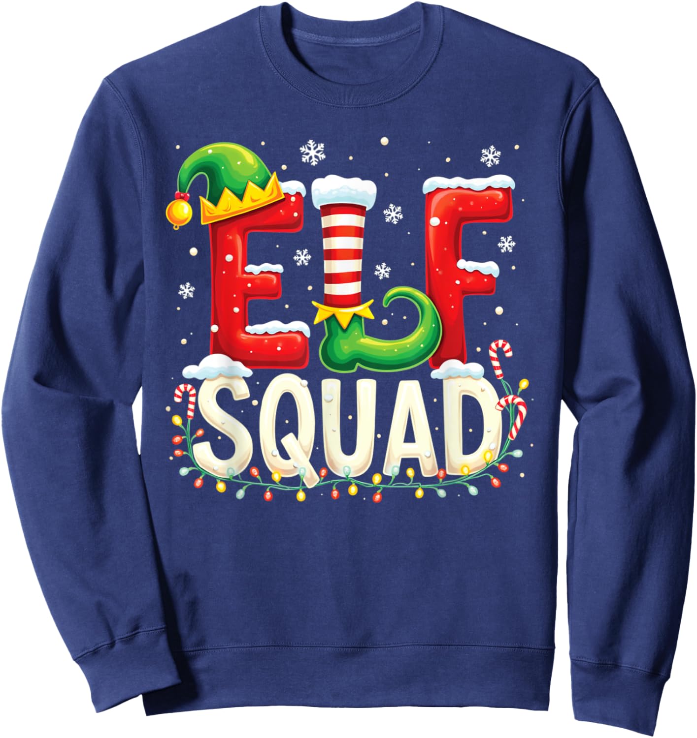 Elf Squad Funny Elf Family Christmas Matching Pajamas Xmas Sweatshirt - Sweatshirt | Navy