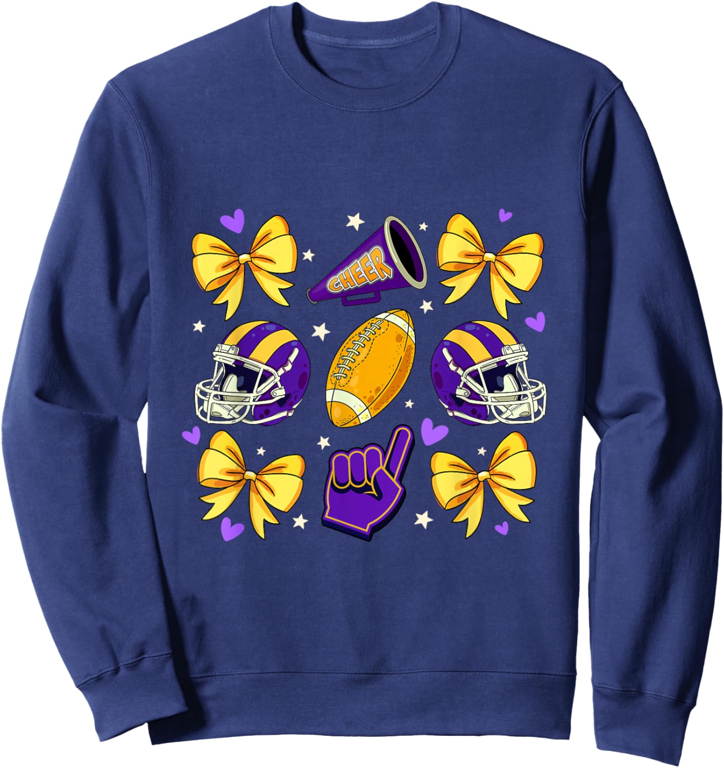 Football Cheer Mom Sister Coquette Bow Game Day Purple Women Sweatshirt - Sweatshirt | Navy