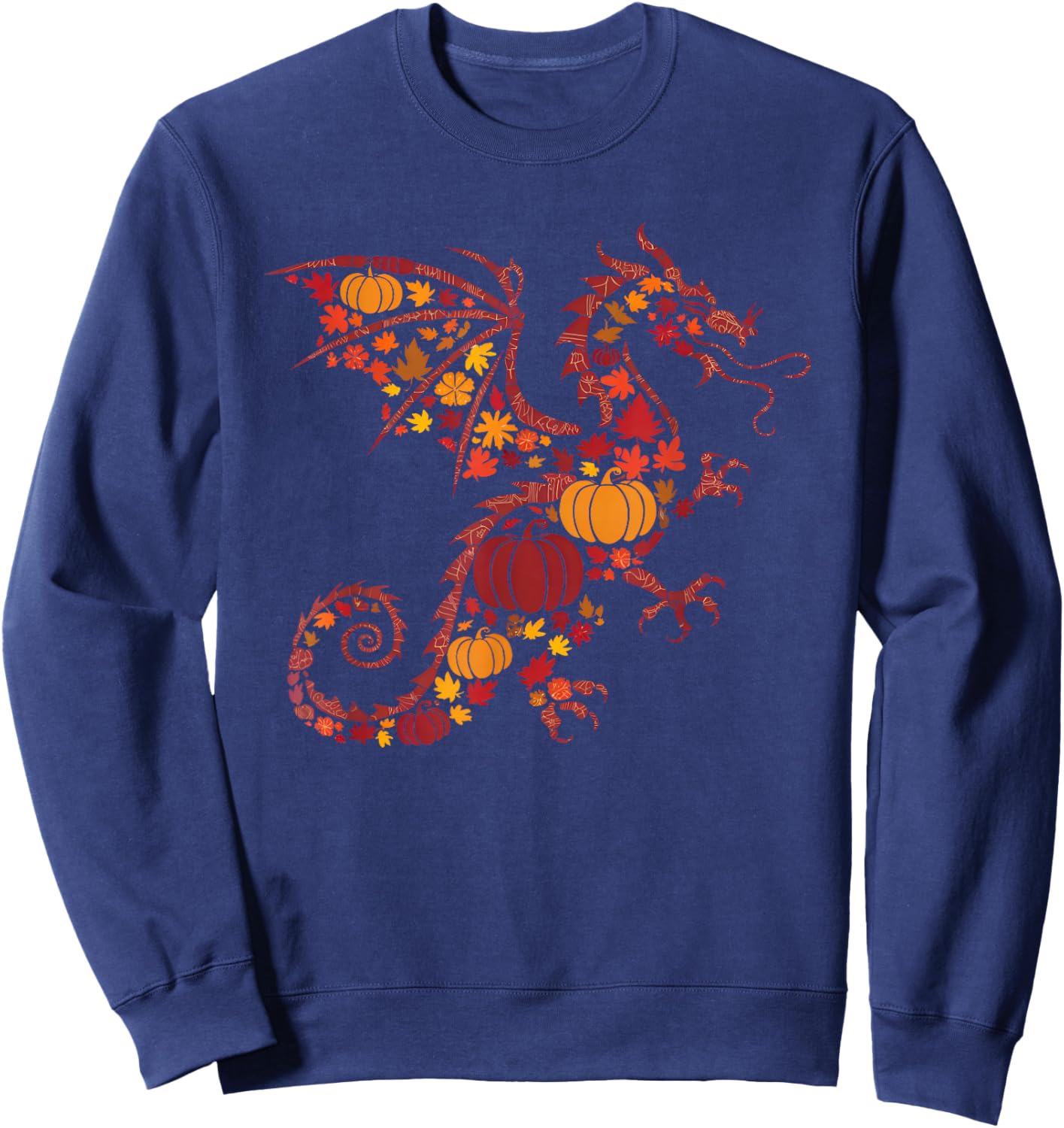 Fall Dragon Thanksgiving Autumn Pumpkin Women Men Boys Girls Sweatshirt - Sweatshirt | Navy