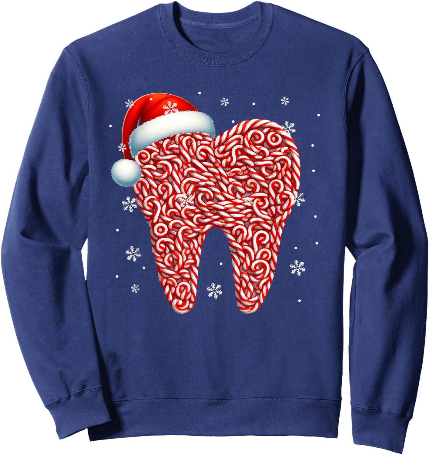 Candy Canes In Tooth Shape Christmas Dentist Dental Squad Sweatshirt - Sweatshirt | Navy