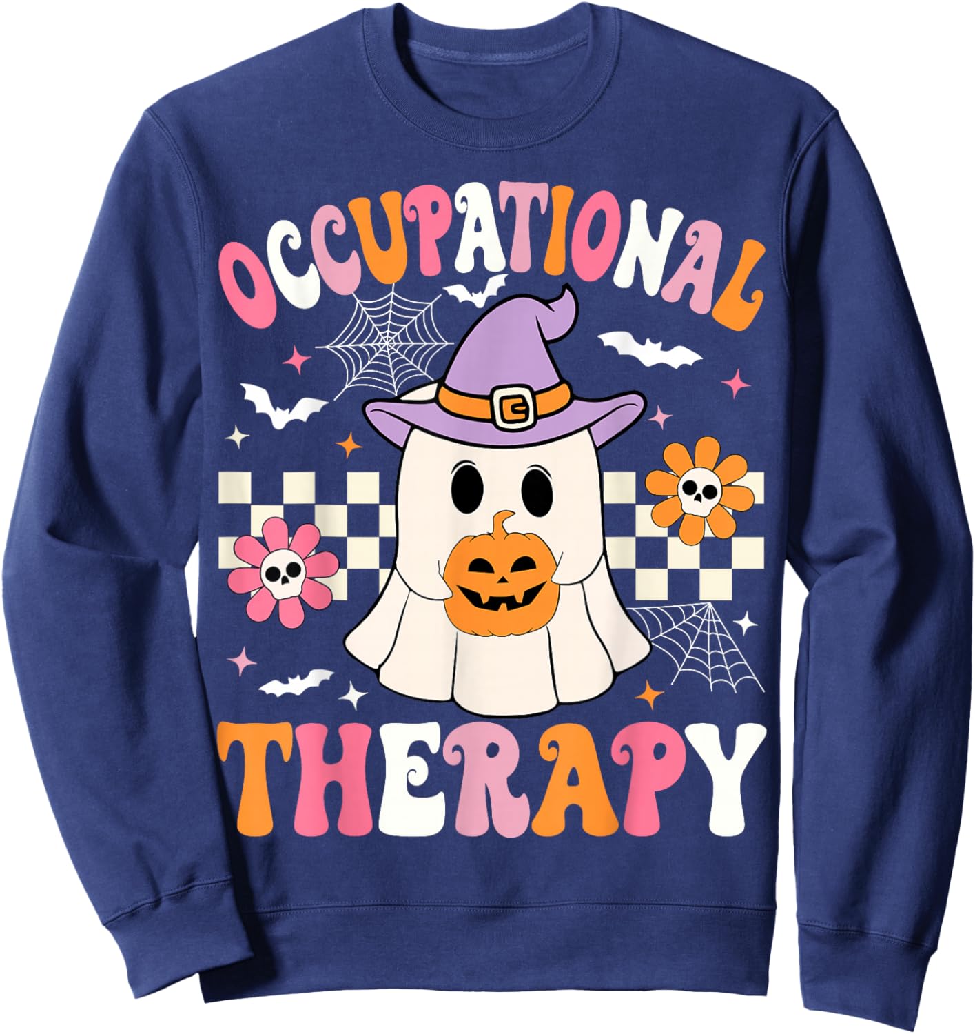 Groovy OT Halloween Occupational Therapy Halloween OT Ghost Sweatshirt - Sweatshirt | Navy