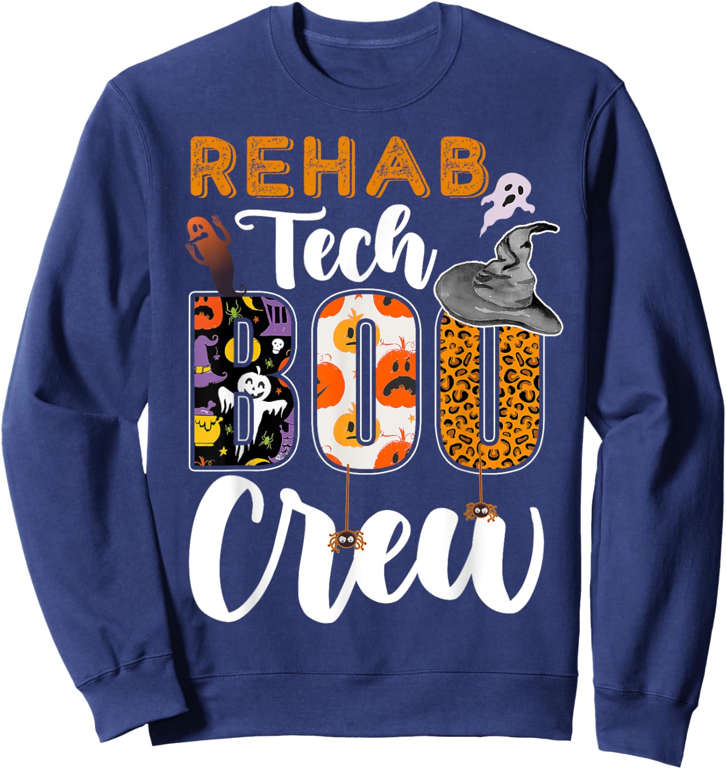 Rehab Tech Boo Crew Halloween Matching Rehabilitation Sweatshirt - Sweatshirt | Navy