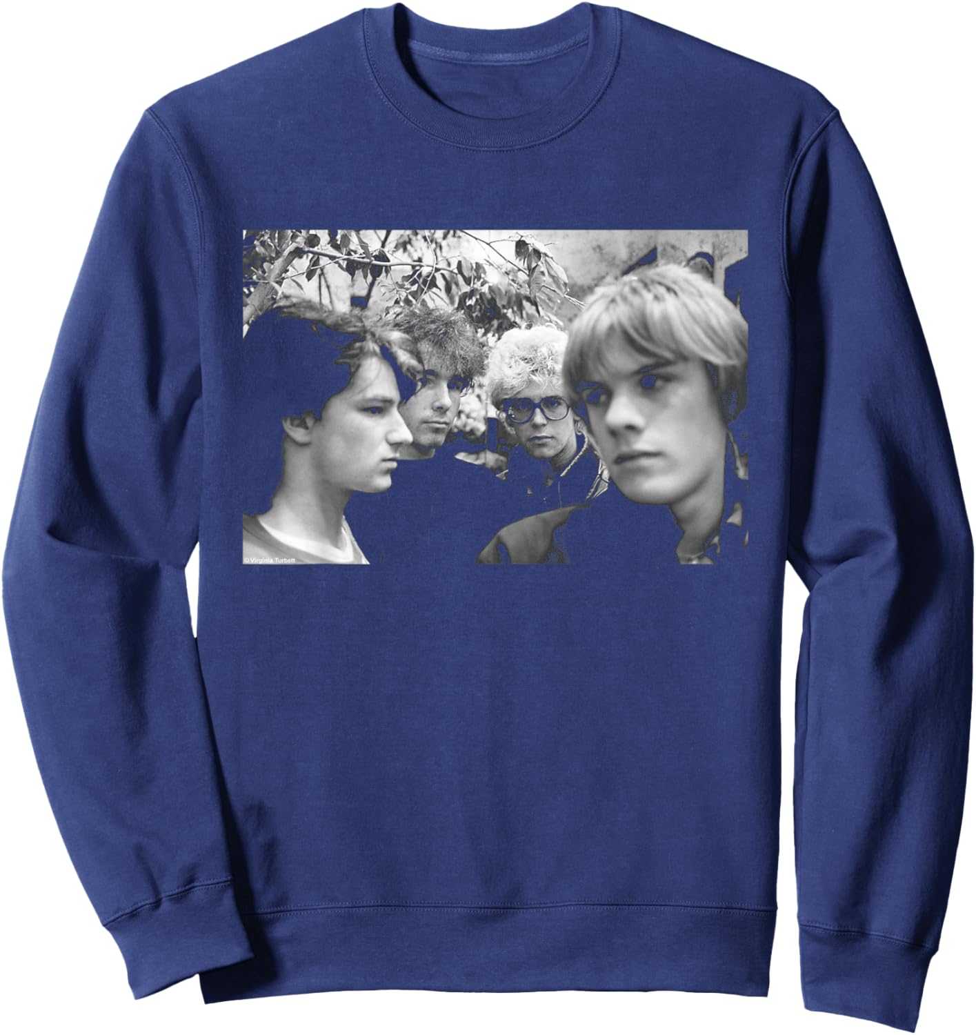 U2 Band Portrait Holland Boy Tour 1980 by Virginia Turbett Sweatshirt - Sweatshirt | Navy
