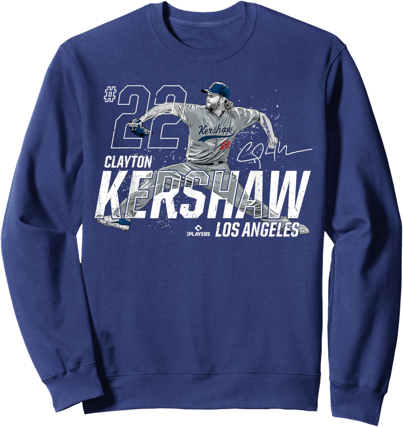 Dynamic Pose Clayton Kershaw Los Angeles Baseball MLBPA Sweatshirt - Sweatshirt | Navy