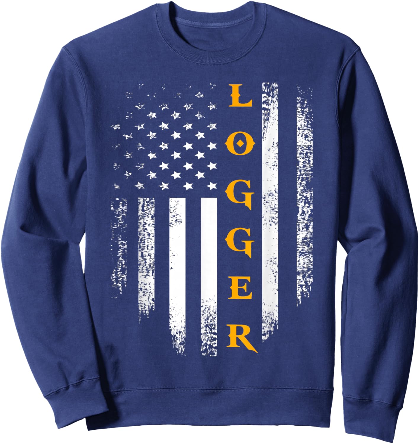 Vintage Logger With American Flag Logging/Carpenter Gift Sweatshirt - Sweatshirt | Navy