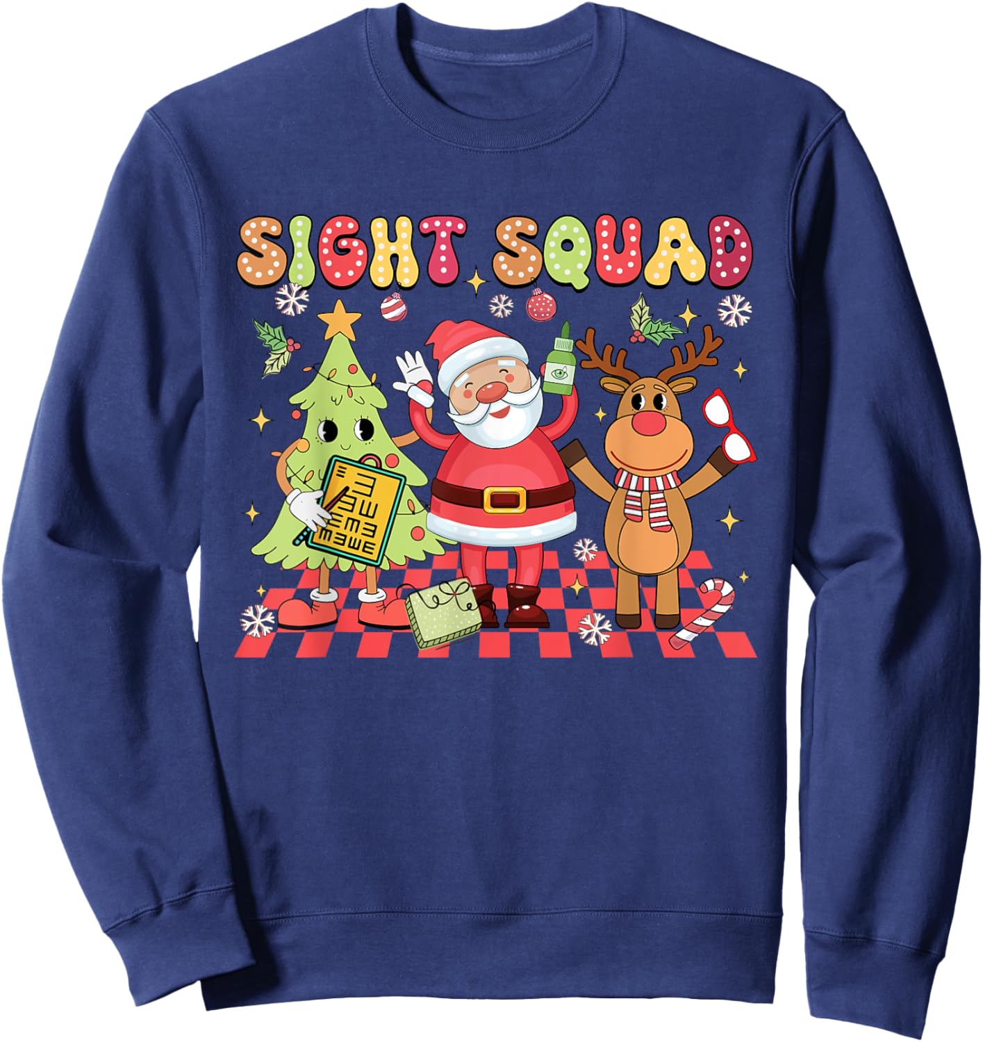 Sight Squad Christmas Optometry Ophthalmologist Crew Sweatshirt - Sweatshirt | Navy