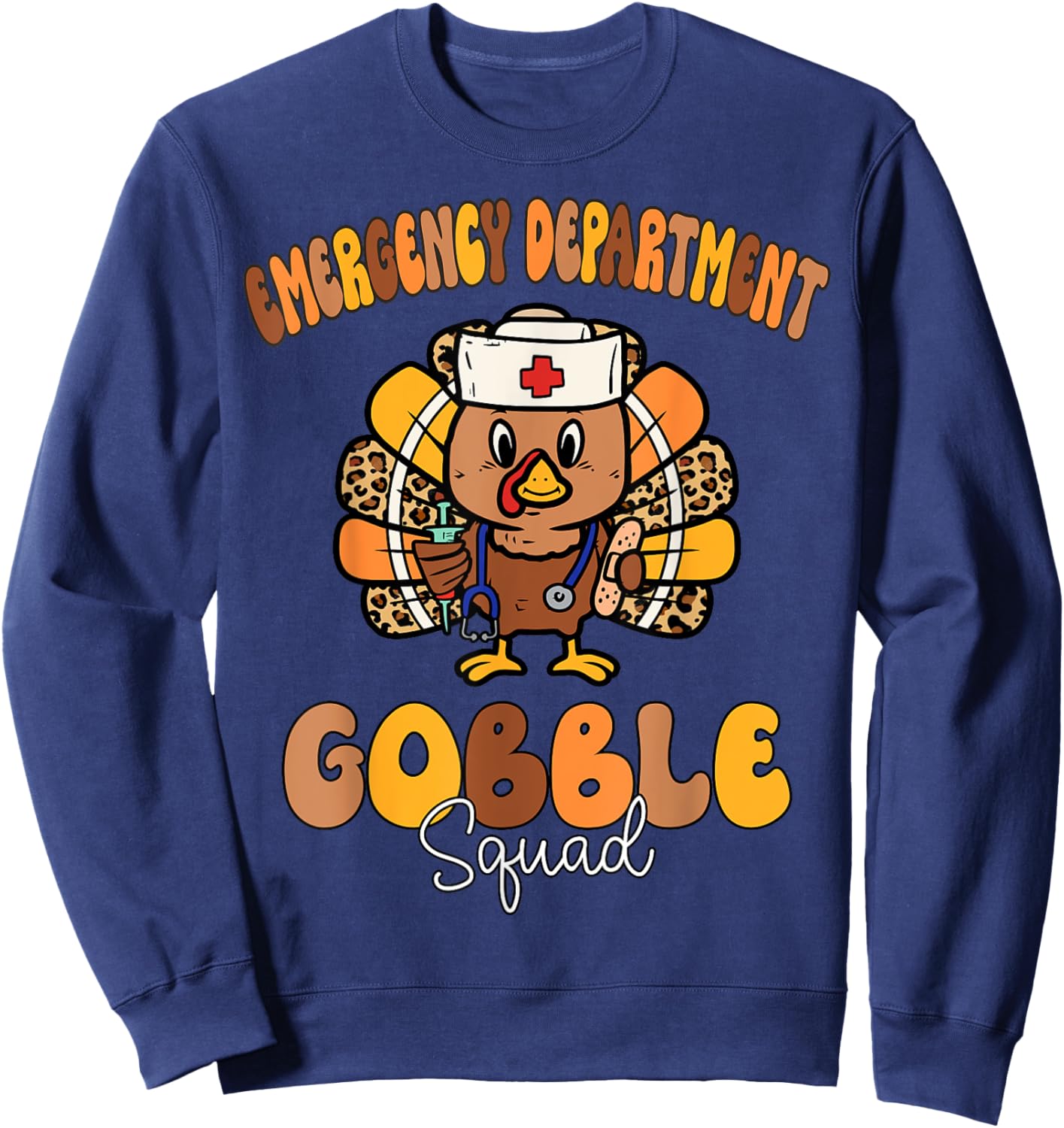 Emergency Department Gobble Squad Thanksgiving ER Nurse Fall Sweatshirt - Sweatshirt | Navy