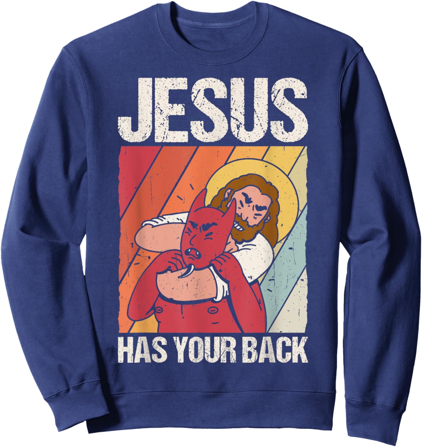 JESUS HAS YOUR BACK Christian Jiu Jitsu Sweatshirt - Sweatshirt | Navy
