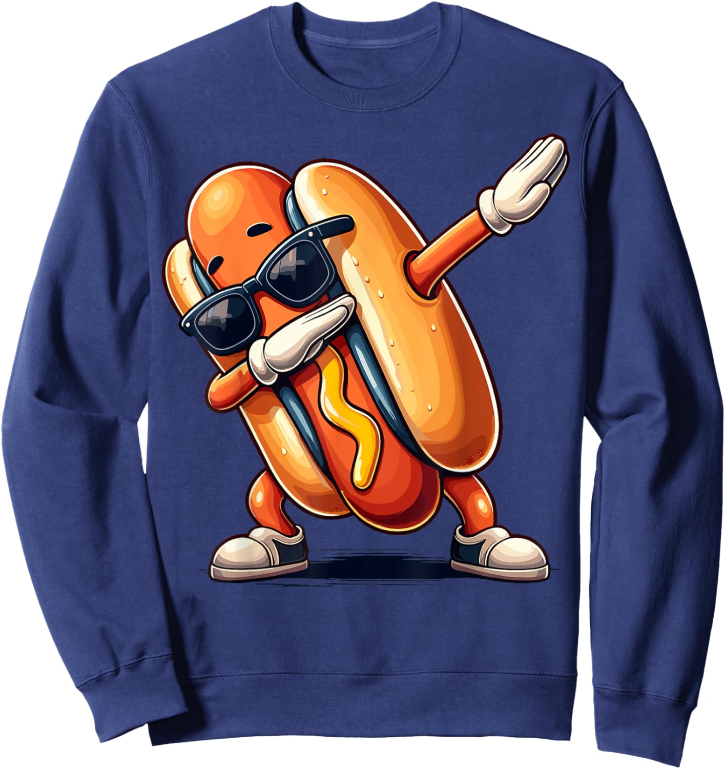 Cool Hot dog Dabbing Funny Fast Food Hotdog Lovers Toddler Women Kids Sweatshirt - Sweatshirt | Navy