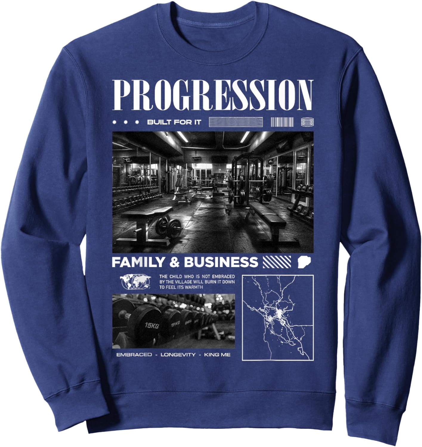 LY BRAND Gym Work Motivational -Adult - Black, Small, Short Sleeve, , Modern, Letter Print, Gym, Lightweight, Moisture Wicking Sweatshirt - Sweatshirt | Navy