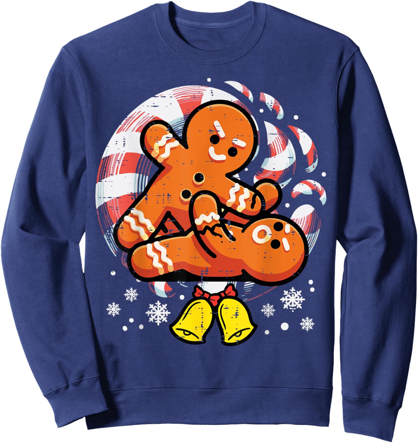 Christmas Jiu Jitsu Gingerbread Xmas Bjj Wrestling Men Kids Sweatshirt - Sweatshirt | Navy