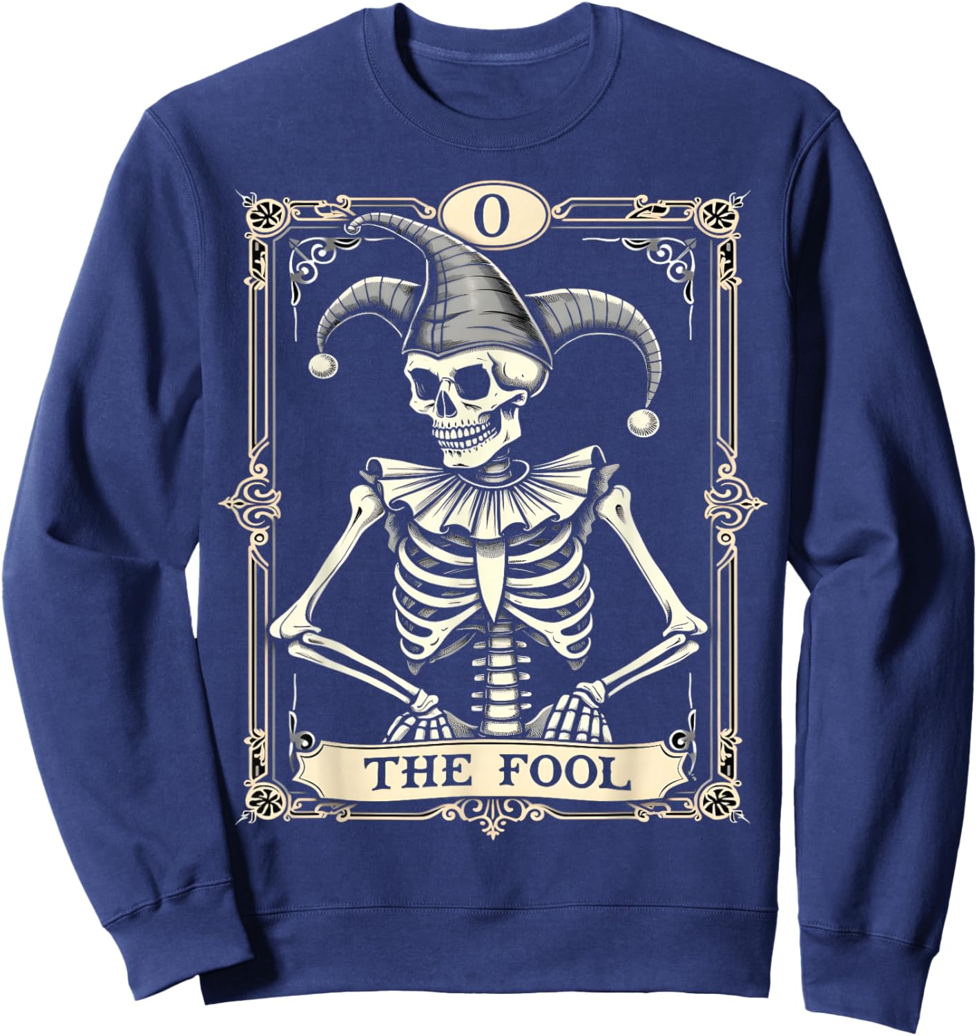 Skeleton Fool Tarot Card Dark Art Sweatshirt - Sweatshirt | Navy