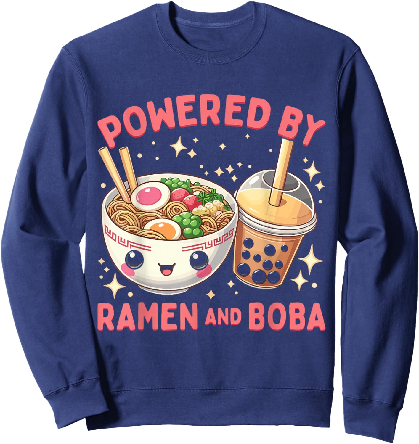 Powered By Ramen And Boba Ramen Boba Bubble Tea Sweatshirt - Sweatshirt | Navy