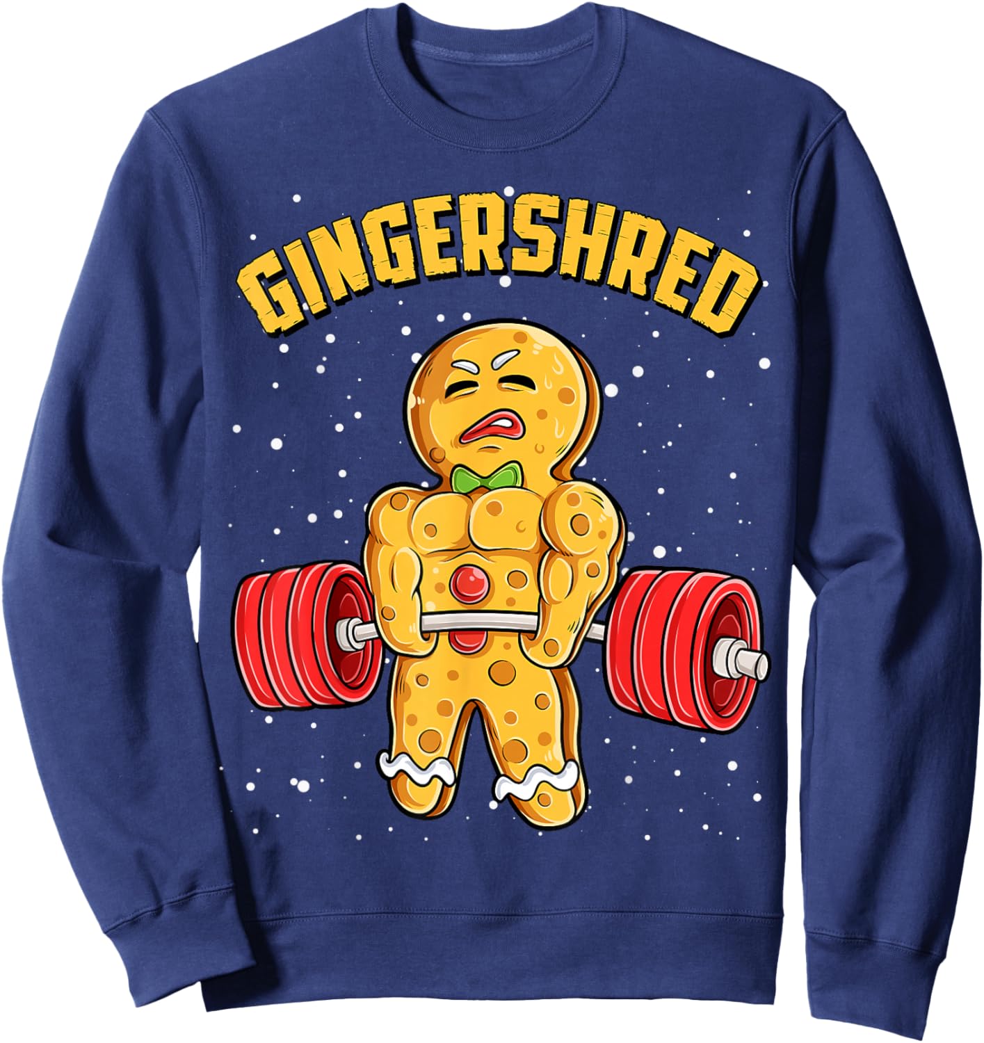 Gingershred Funny Gingerbread Man Gym Bodybuilding Christmas Sweatshirt - Sweatshirt | Navy