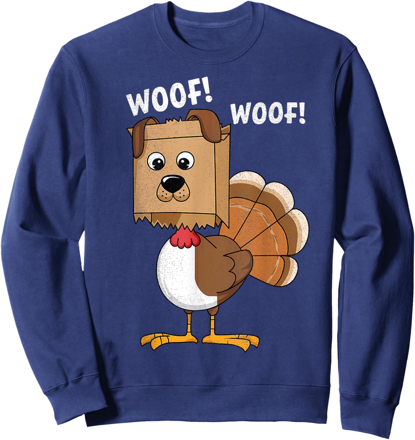 Thanksgiving Dog Funny Fake Dog Woof Thanksgiving Turkey Women Girls Kids Sweatshirt - Sweatshirt | Navy