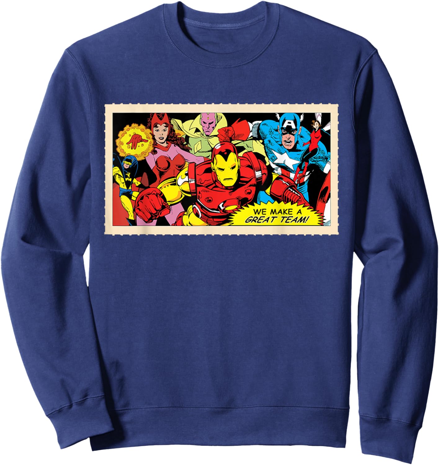 Marvel Avengers Retro '80s Valentine's Day Card A Great Team Sweatshirt - Sweatshirt | Navy