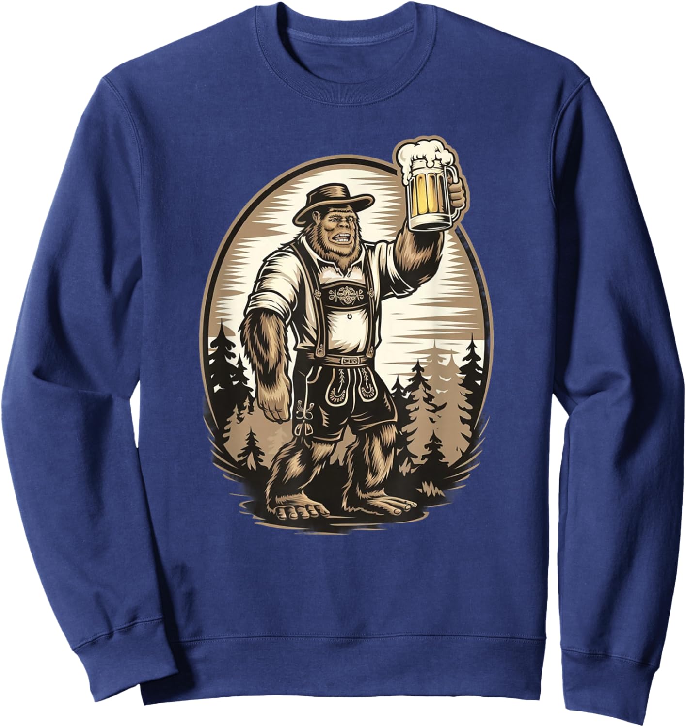 Bigfoot in Lederhosen Oktoberfest German Beer . Sweatshirt - Sweatshirt | Navy