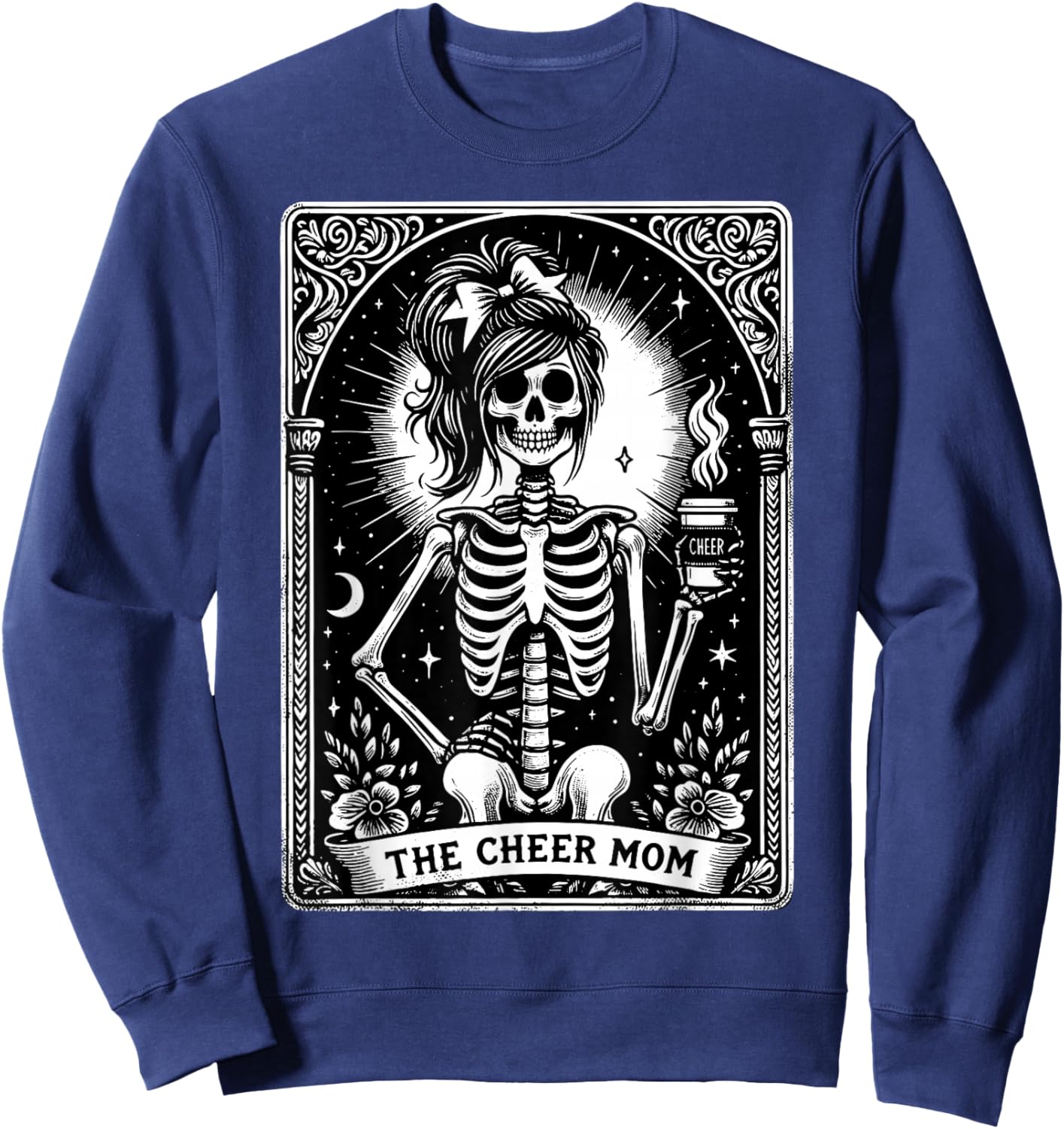The Cheerleader Funny Tarot Card Girls Skeleton Cheer Mom Sweatshirt - Sweatshirt | Navy