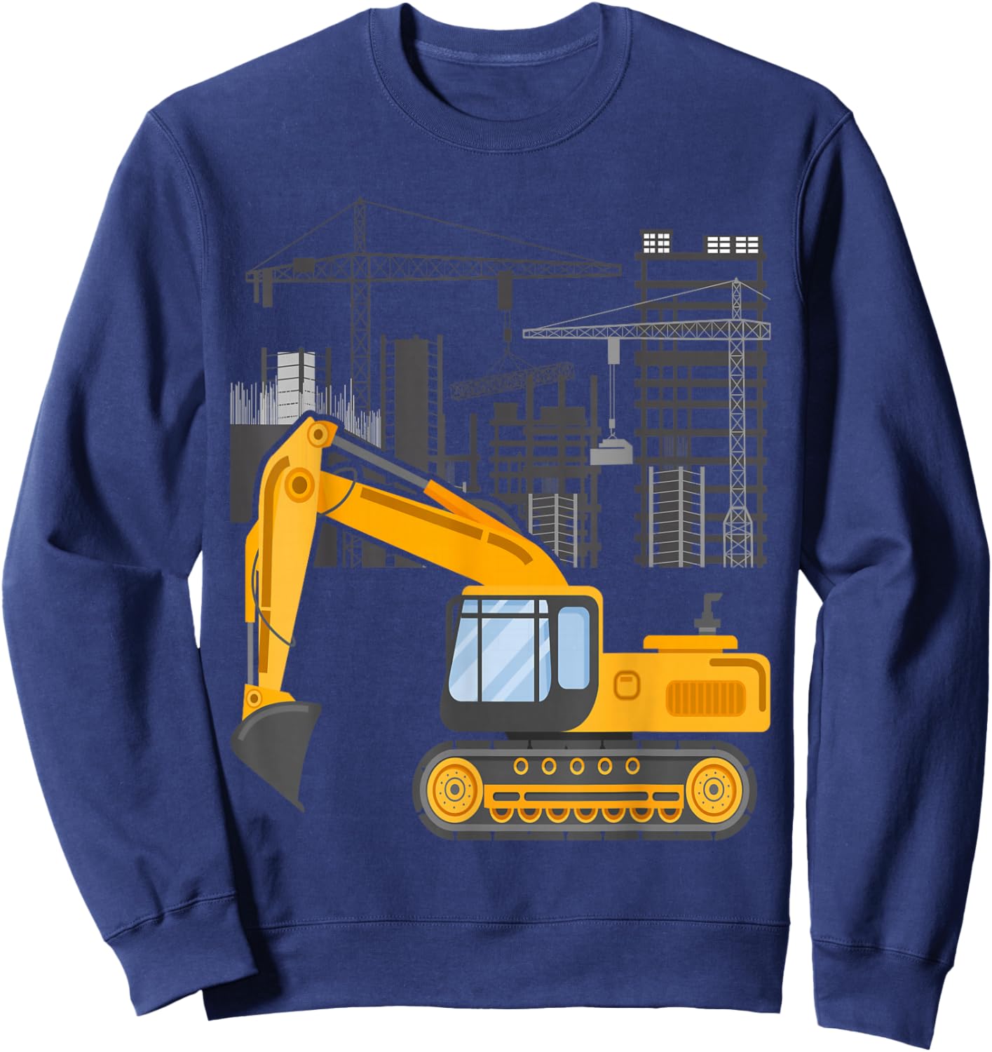 Construction Site Truck Driving Men Boys Excavator Sweatshirt - Sweatshirt | Navy