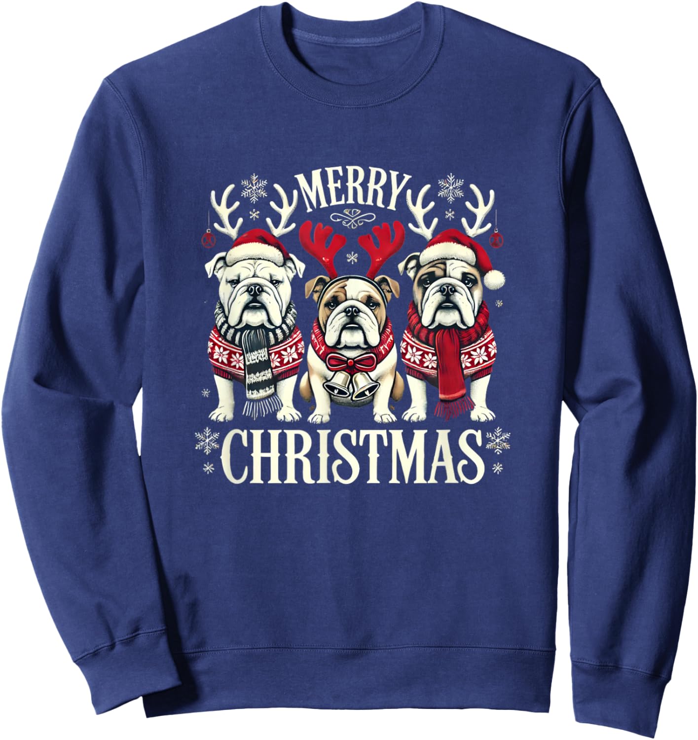 Christmas English Bulldog Mom English Bulldog Christmas Sweatshirt - Sweatshirt | Navy