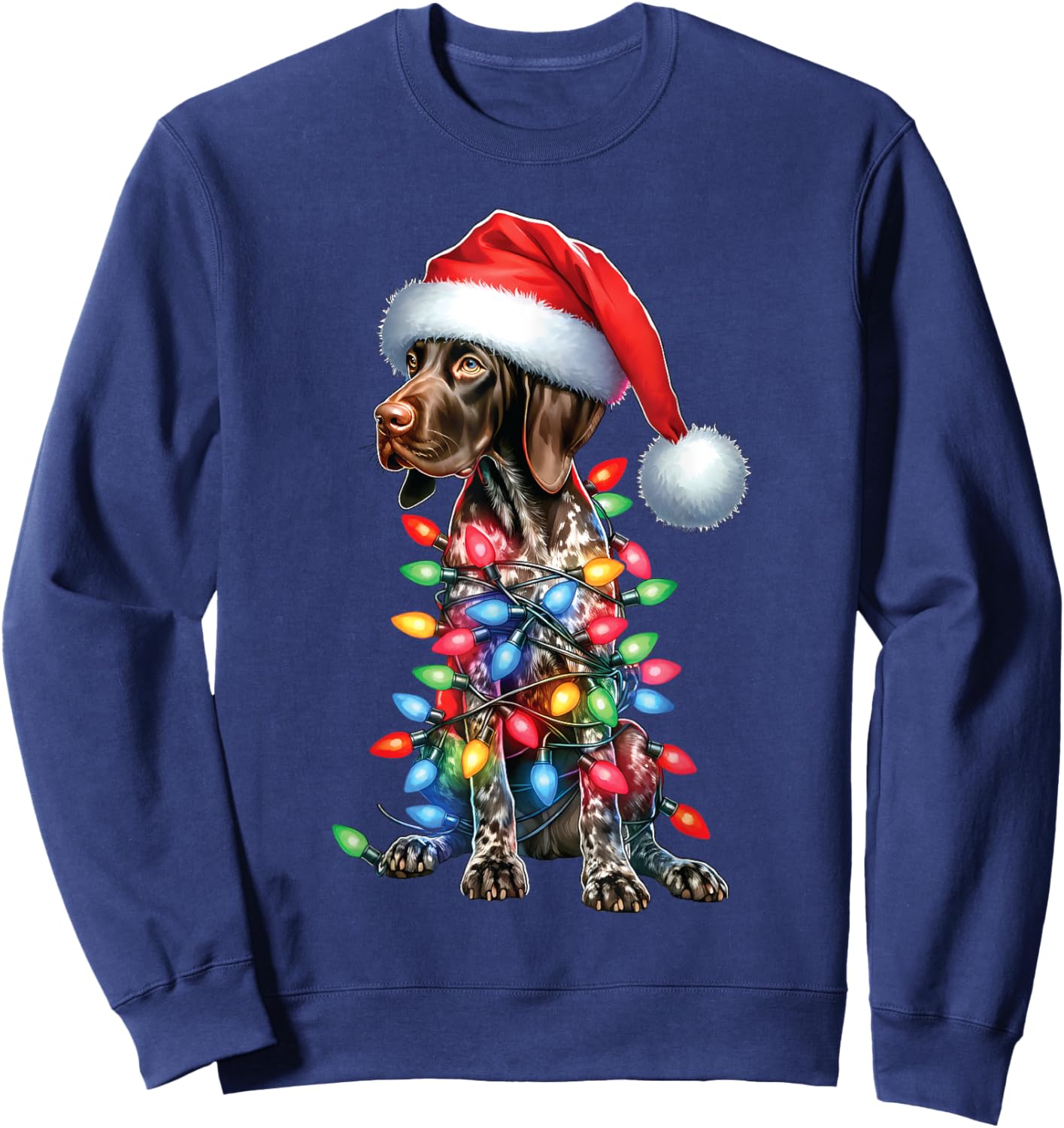 German Shorthaired PointerDog Lovers Santa Hat Christmas Sweatshirt - Sweatshirt | Navy