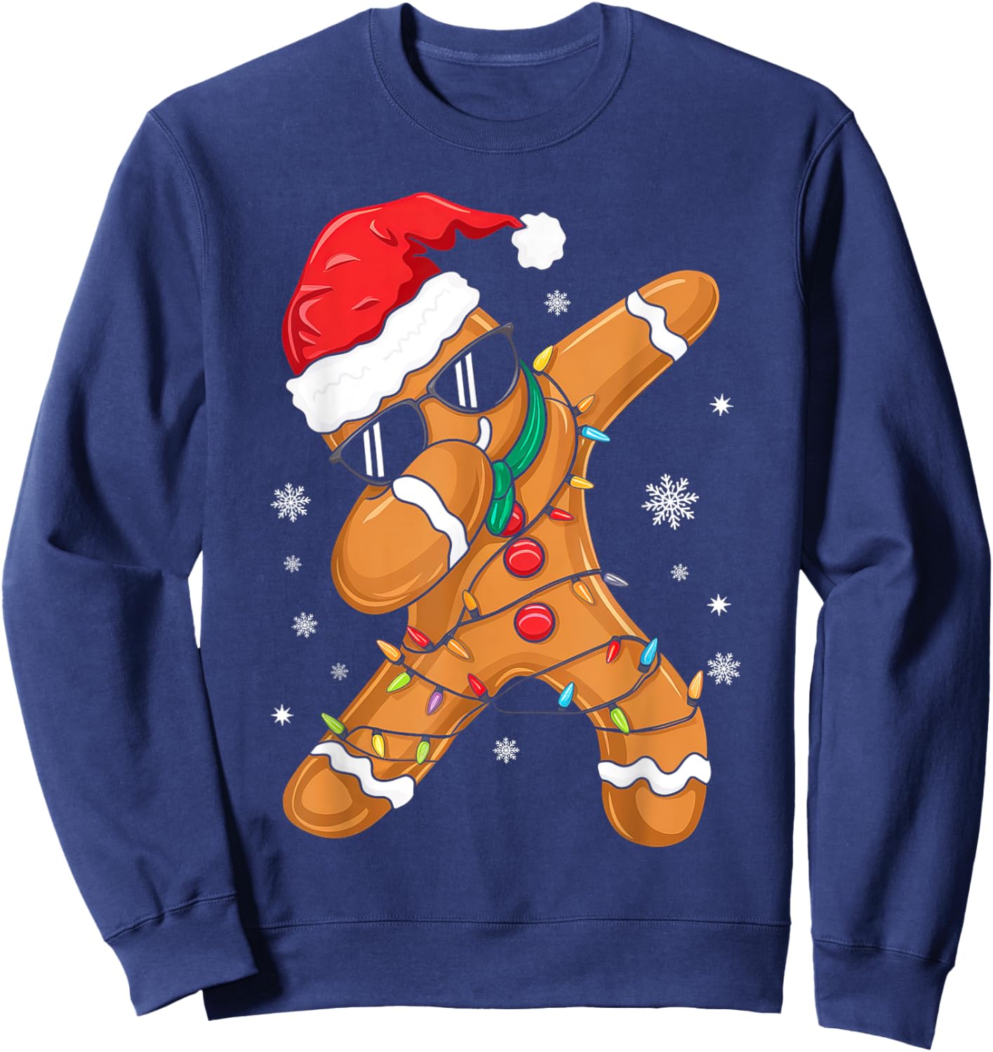 Dabbing Gingerbread Santa Christmas Family Matching Pajamas Sweatshirt - Sweatshirt | Navy