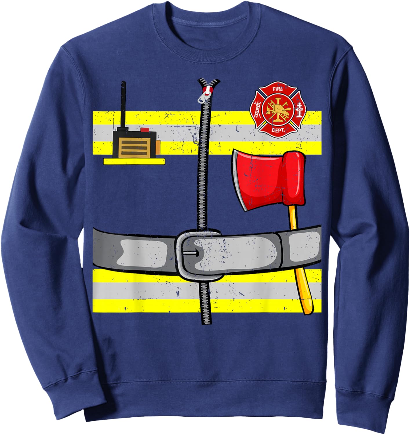 Funny Firefighter Fireman DIY Costume Cosplay Halloween Day Sweatshirt - Sweatshirt | Navy