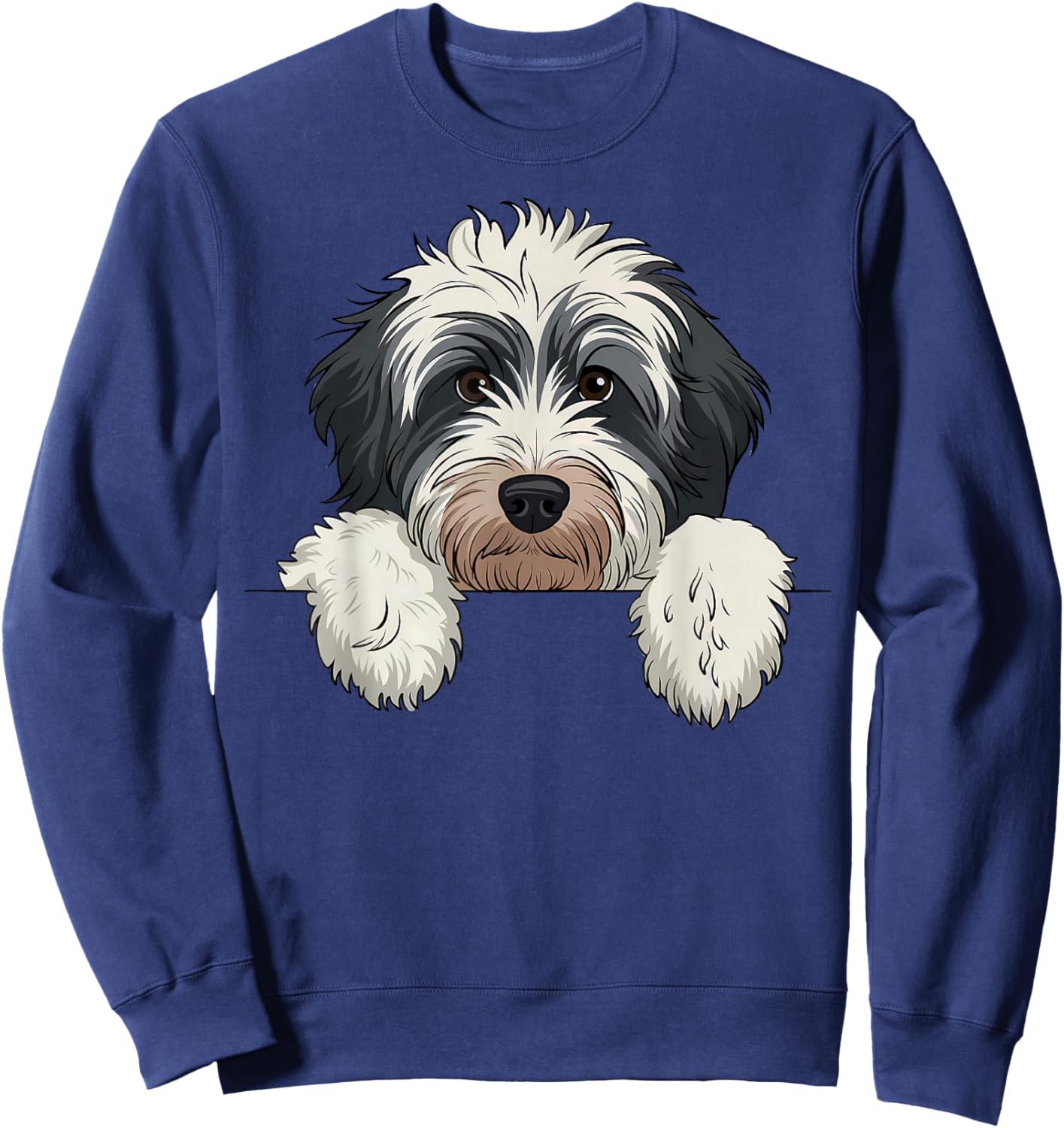 Cute Bernedoodle Peeking Doodle Puppy Dog Lover Men Women Sweatshirt - Sweatshirt | Navy