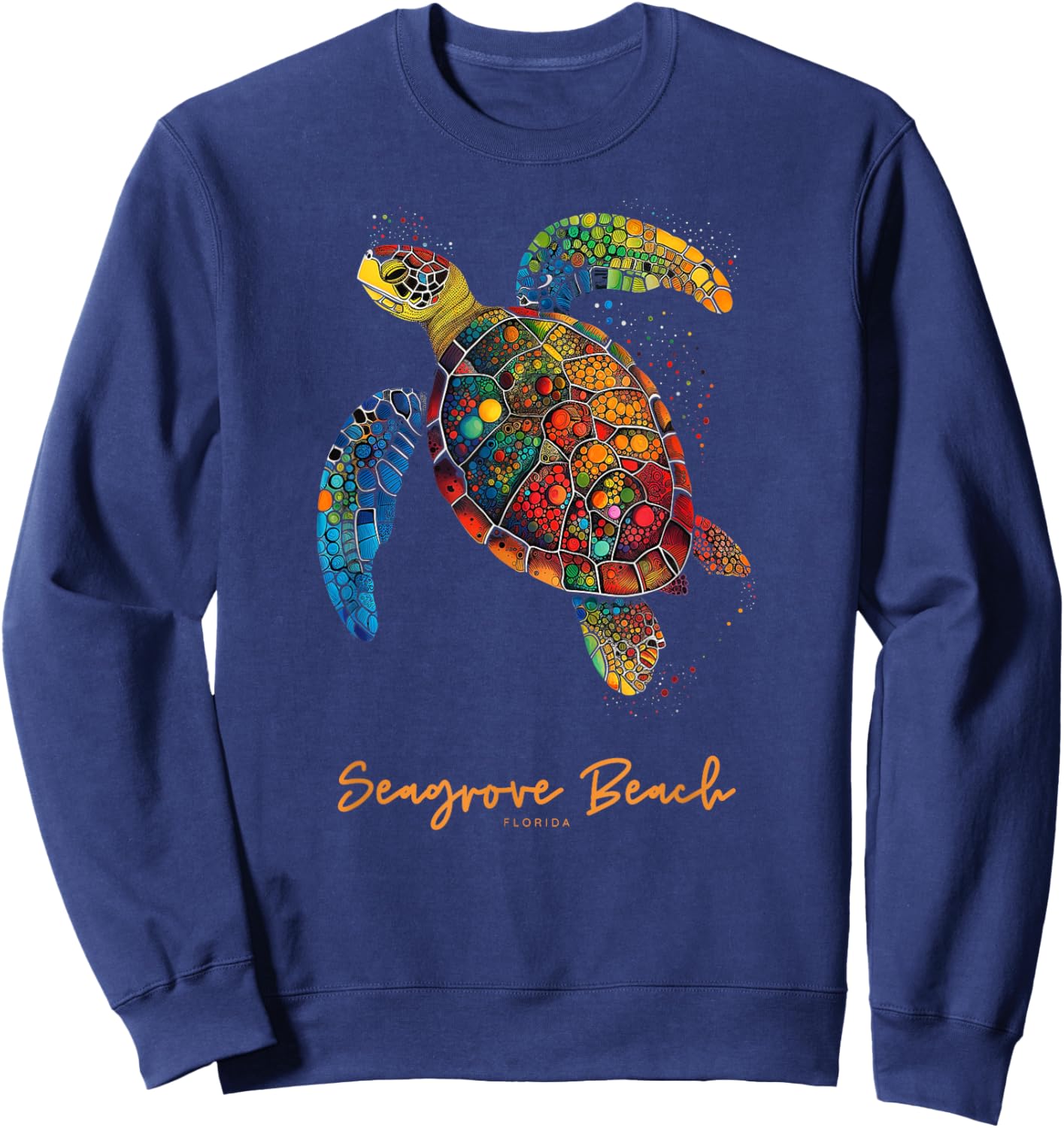 Seagrove Beach FL 30A Florida Vacation Vintage Sea Turtle Sweatshirt - Sweatshirt | Navy