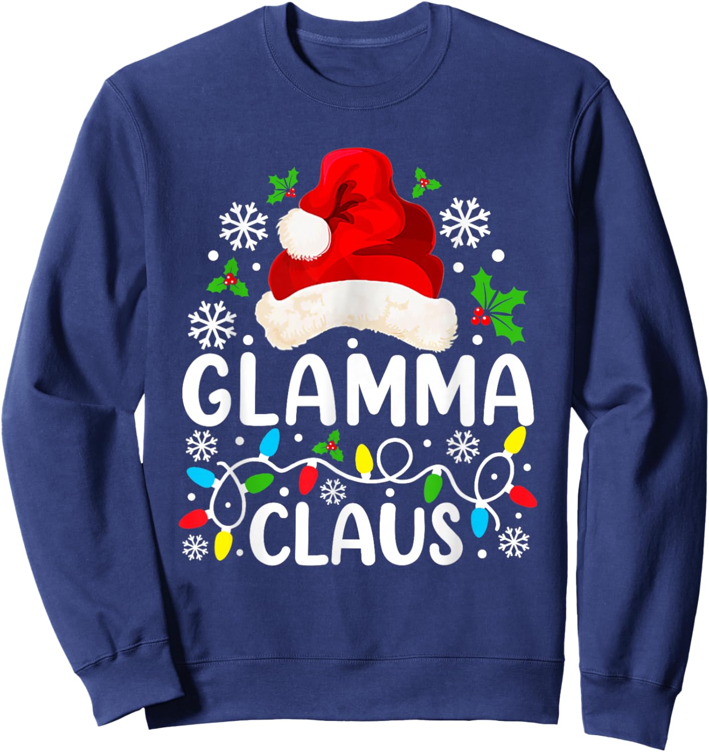 Glamma Claus Funny Christmas Family Matching Grandma Sweatshirt - Sweatshirt | Navy
