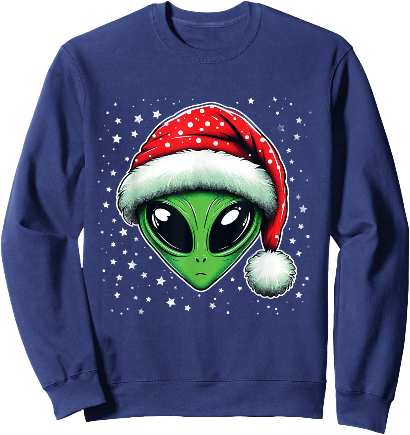 Christmas Alien Santa Hat Xmas Funny Alien Men Women Sweatshirt - Sweatshirt | Navy