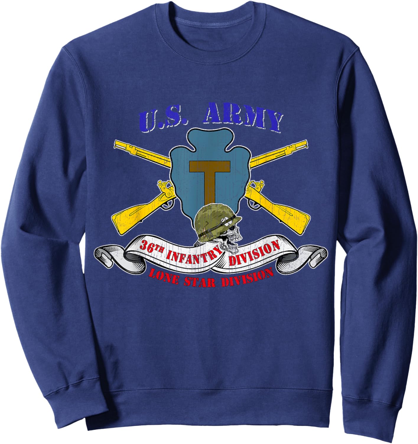 36th Infantry Division 36th ID Veteran Camp Mabry Vintage Sweatshirt - Sweatshirt | Navy