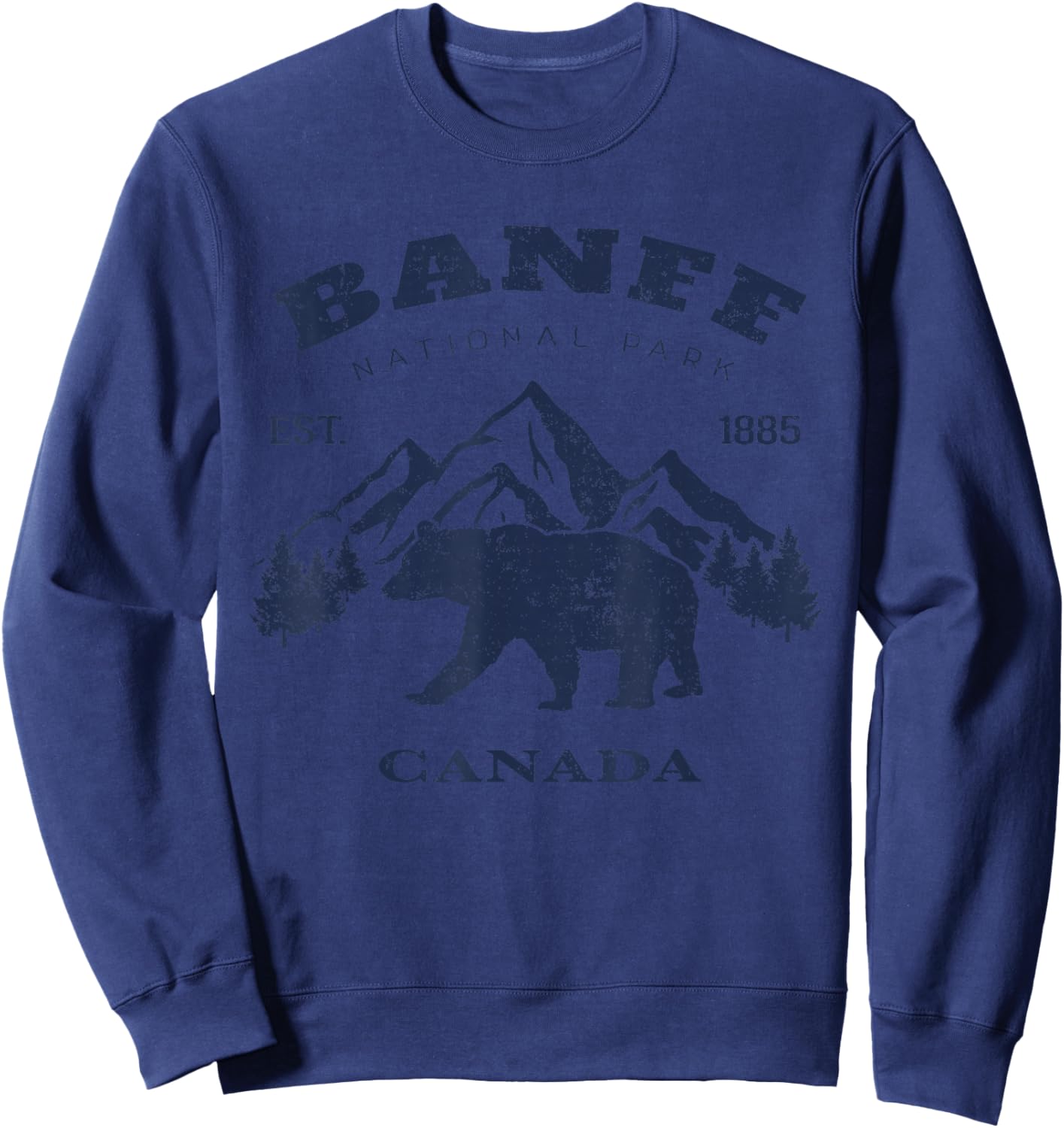 Vintage Banff National Park Canada Souvenir Hiking Camping Sweatshirt - Sweatshirt | Navy