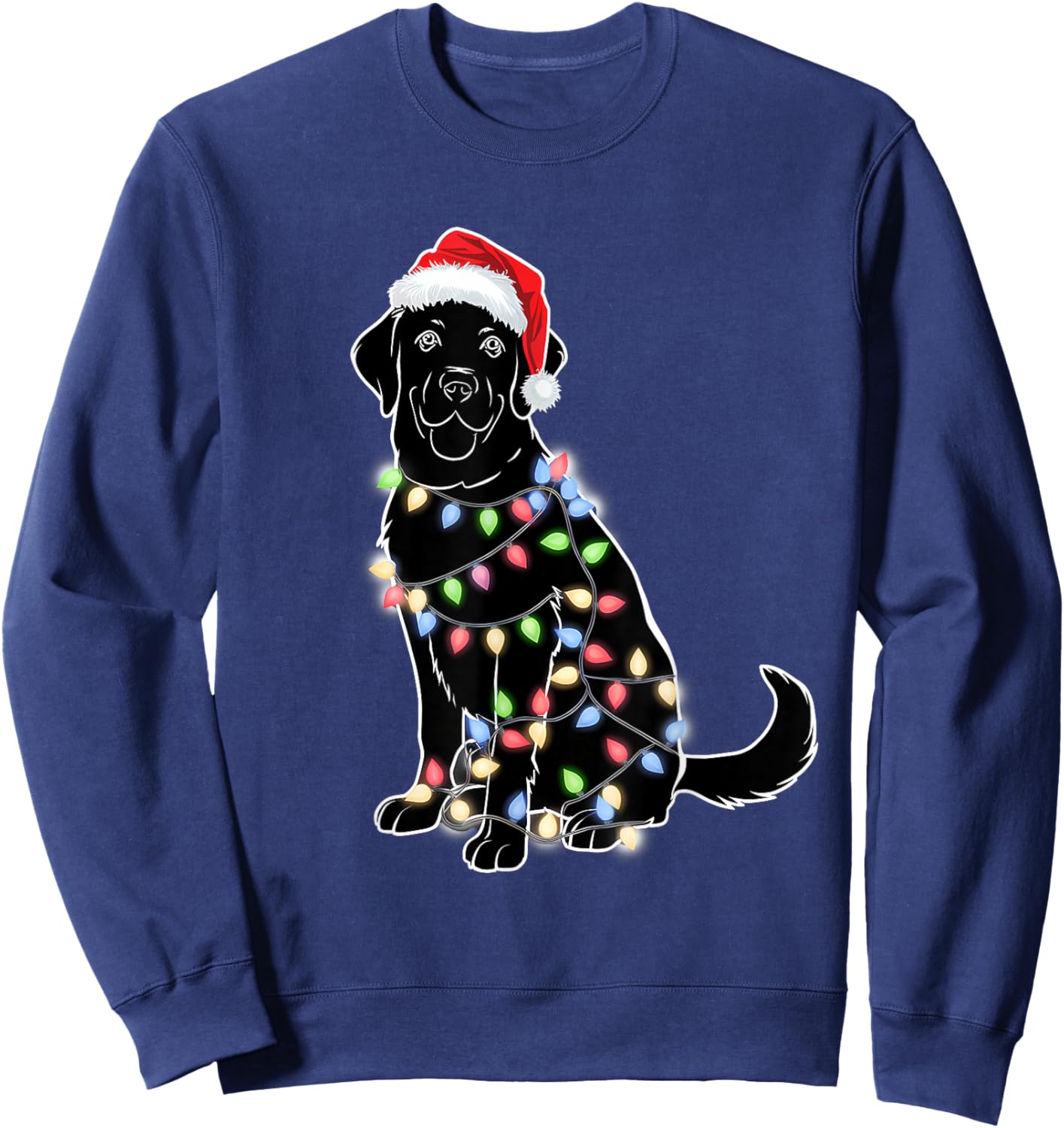 Santa Beagle Christmas Tree Light Pajama Dog Xmas Sweatshirt - Sweatshirt | Navy