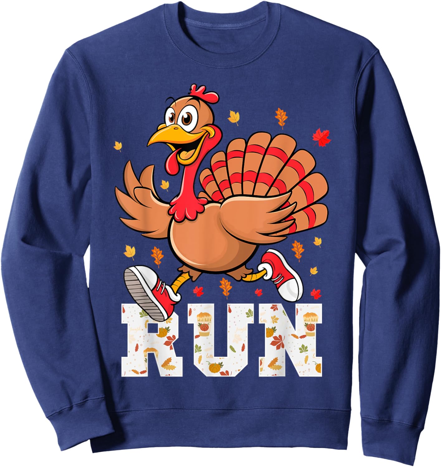 Turkey Run Costume Kids Thanksgiving Running Turkey Trot Sweatshirt - Sweatshirt | Navy