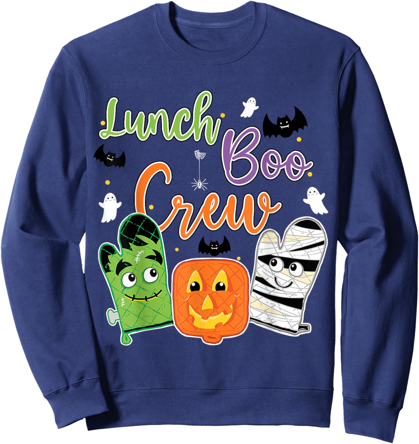 Funny Lunch Lady Boo Crew Halloween School Cafeteria Staff Sweatshirt - Sweatshirt | Navy