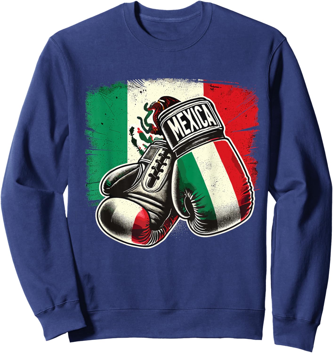 Mexican Boxing Mexican Boxing Gloves Flag Sweatshirt - Sweatshirt | Navy