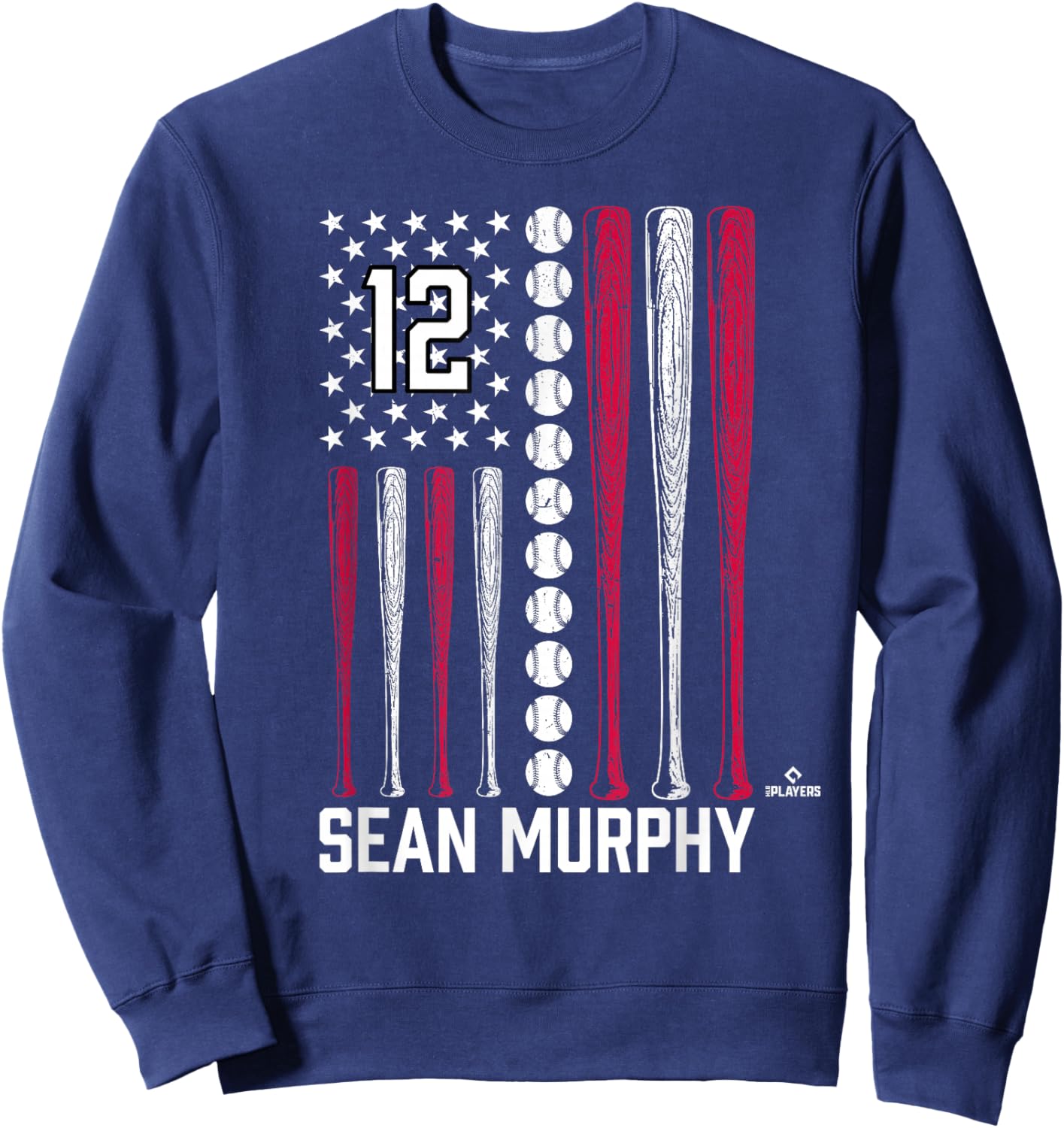 Baseball American Flag Sean Murphy Atlanta Baseball MLBPA Sweatshirt - Sweatshirt | Navy