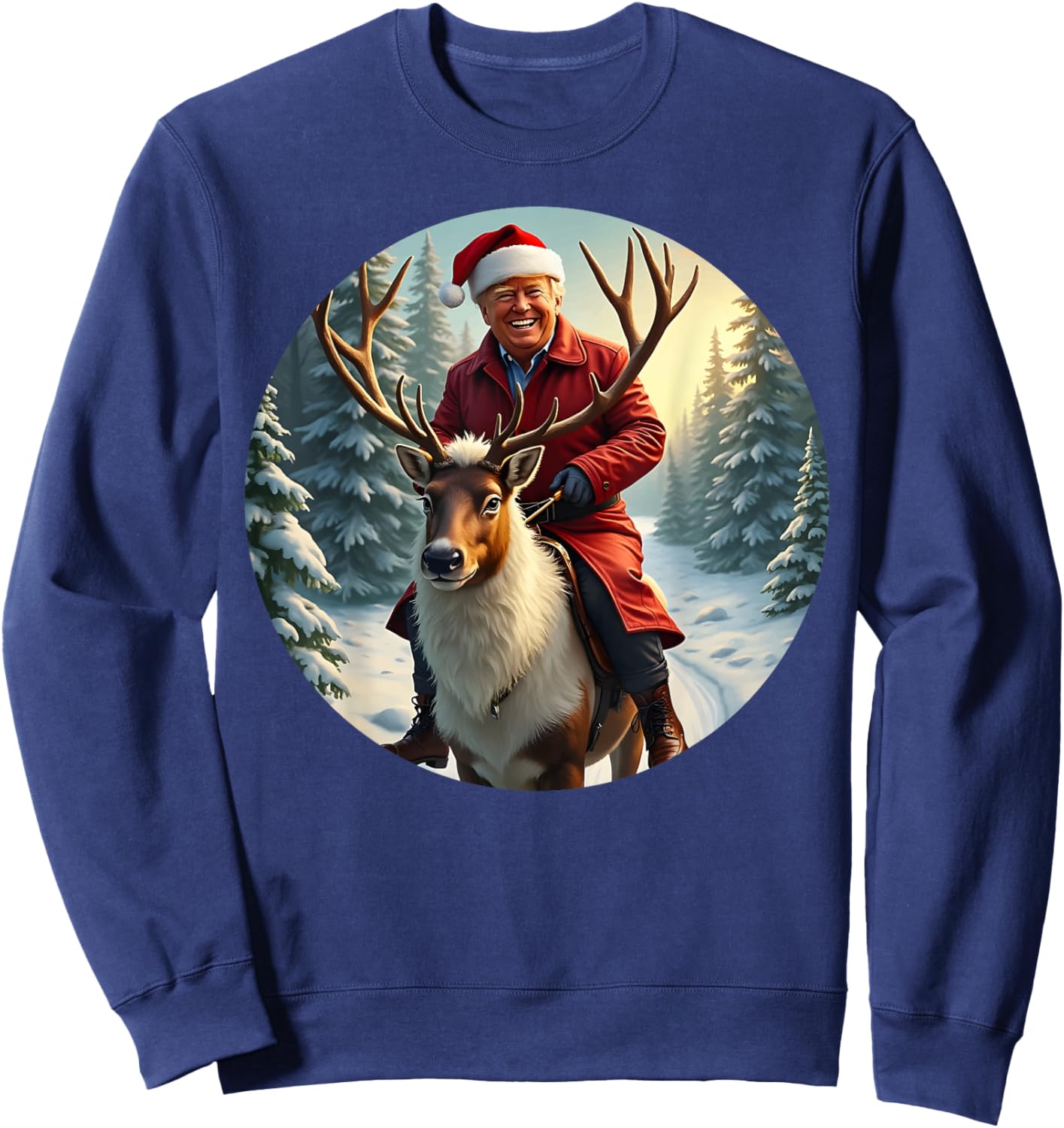 Santa Trump Xmas Donald Apparel Funny Christmas Pajamas Sweatshirt - Sweatshirt | Navy