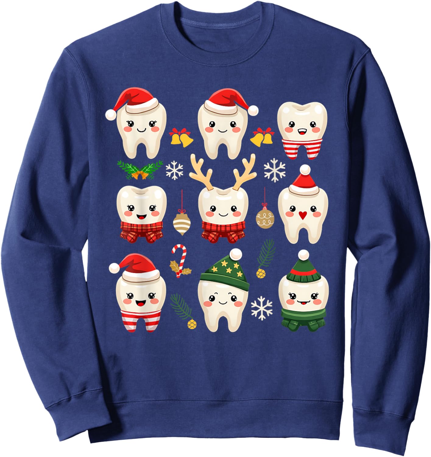 Funny Dental Christmas Teeth Cute Xmas Dentist Squad Crew Sweatshirt - Sweatshirt | Navy