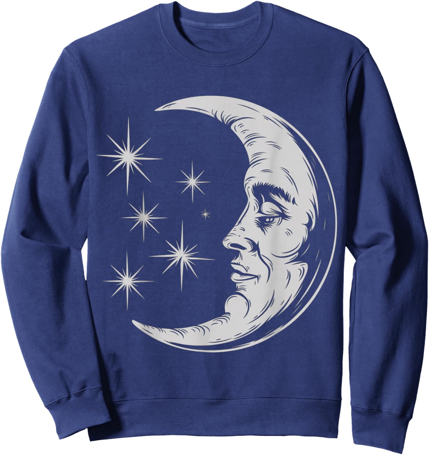 Bohemian Half Crescent Moon Face Sweatshirt - Sweatshirt | Navy