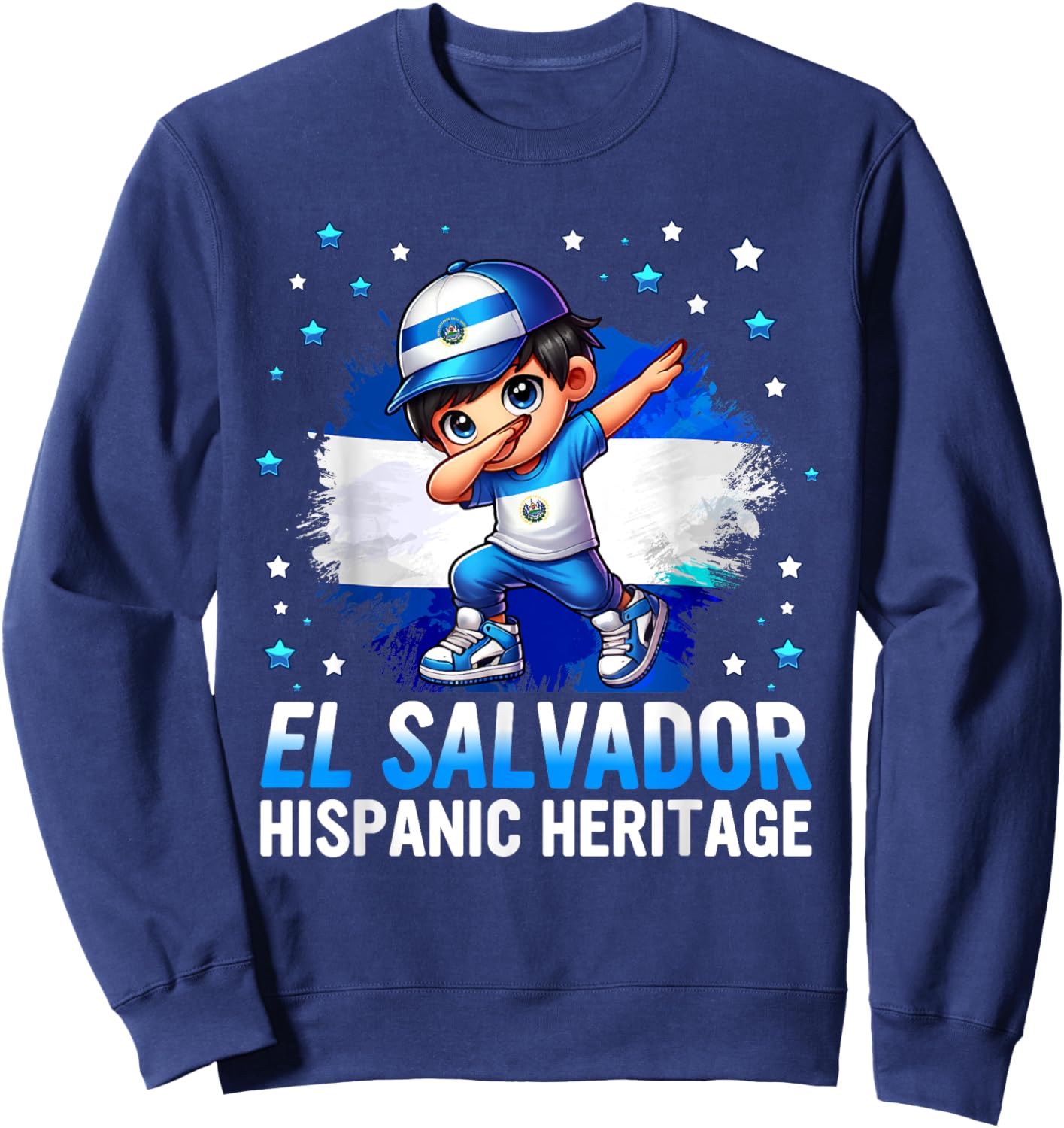 El Salvador Dabbing Kid Hispanic Heritage Salvadorian Roots Sweatshirt - Sweatshirt | Navy