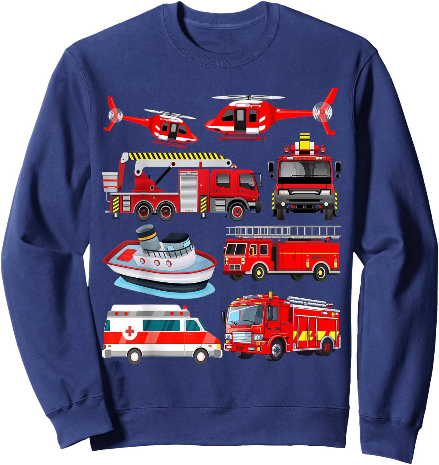 Firetruck Boys Men Firefighter Fireman Fire Engine Truck Sweatshirt - Sweatshirt | Navy