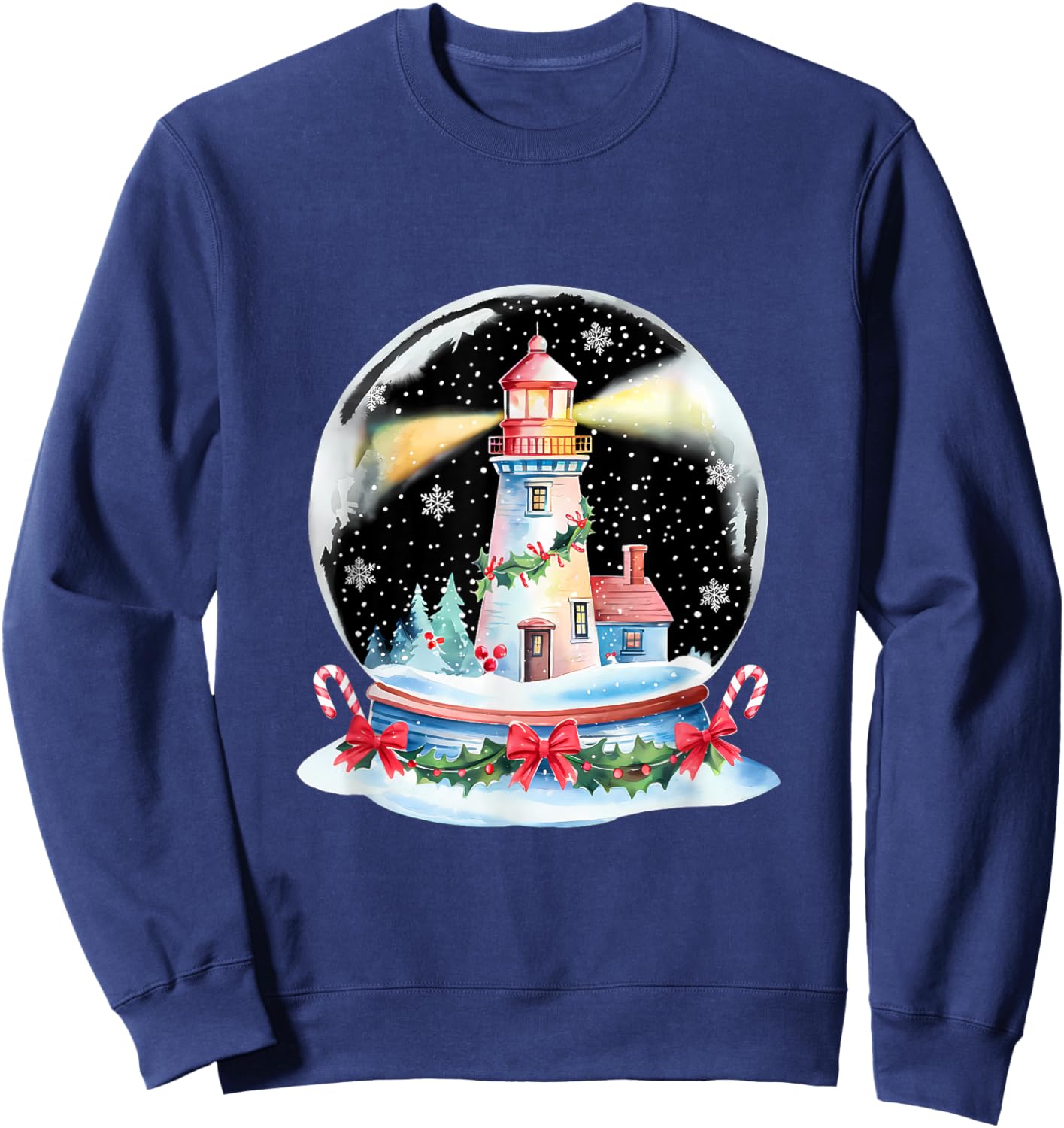 Christmas Ball Lighthouse Xmas Merry Christmas Winter Sweatshirt - Sweatshirt | Navy