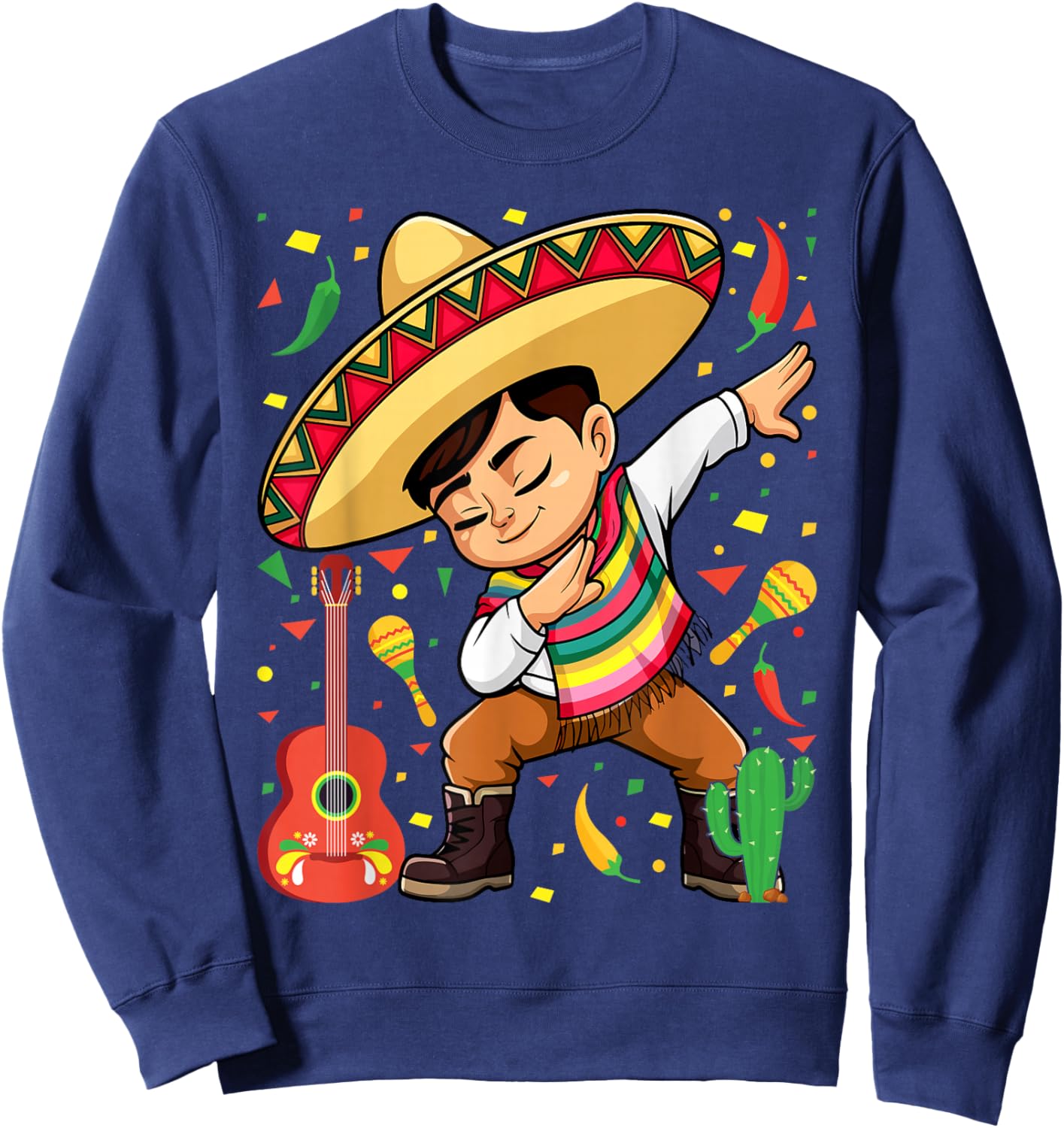 Mexican Boy Dabbing Poncho Cinco de Mayo Sweatshirt - Sweatshirt | Navy
