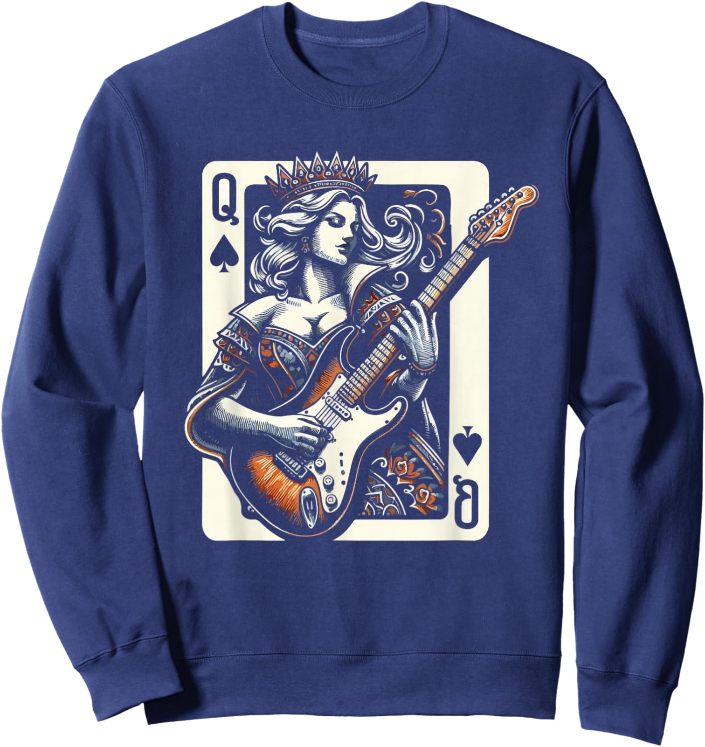 Women Queen Guitar Music Cool Guitarist Sweatshirt - Sweatshirt | Navy