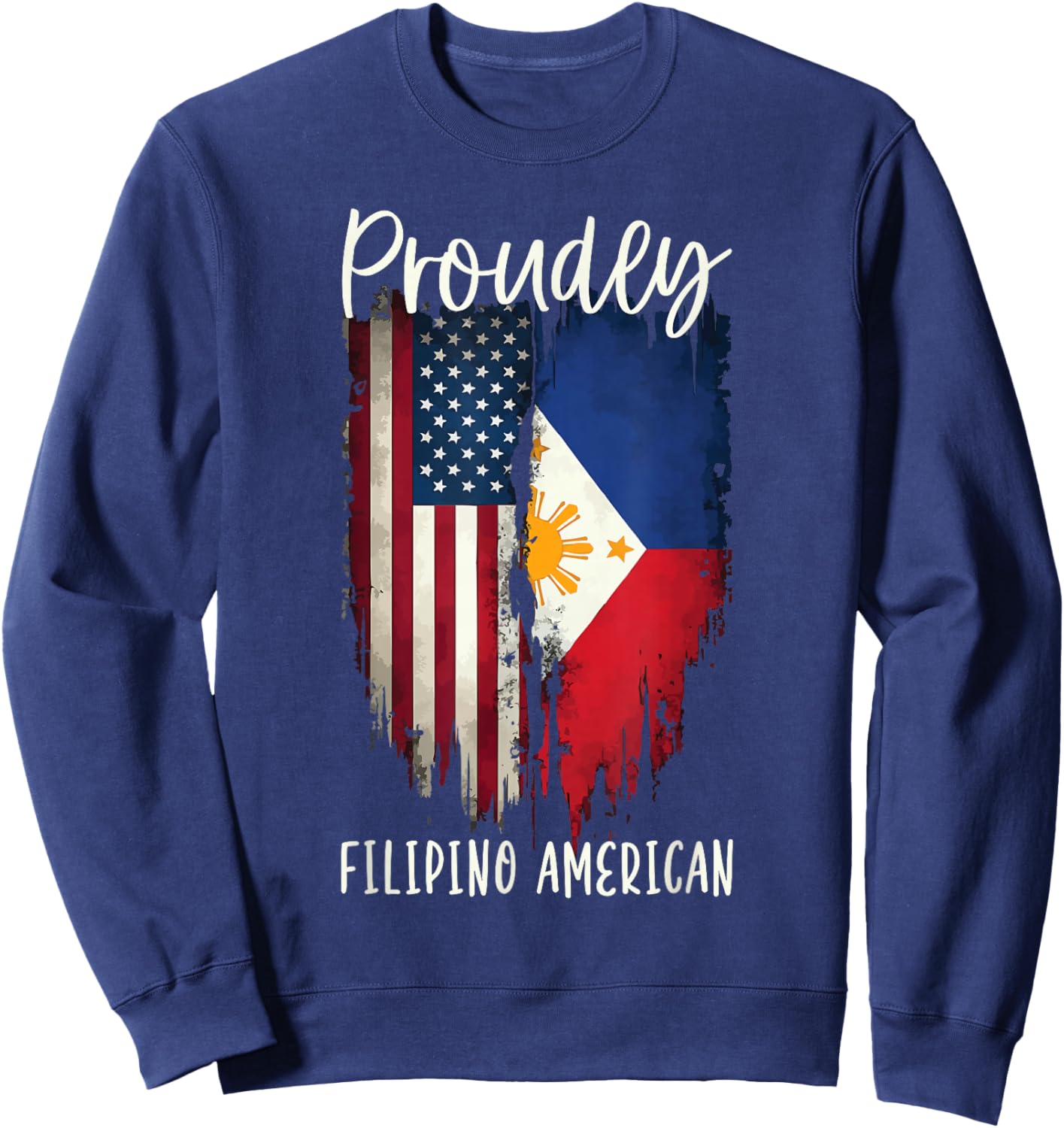 Half Filipino Half American USA Flag Filipino American Sweatshirt - Sweatshirt | Navy