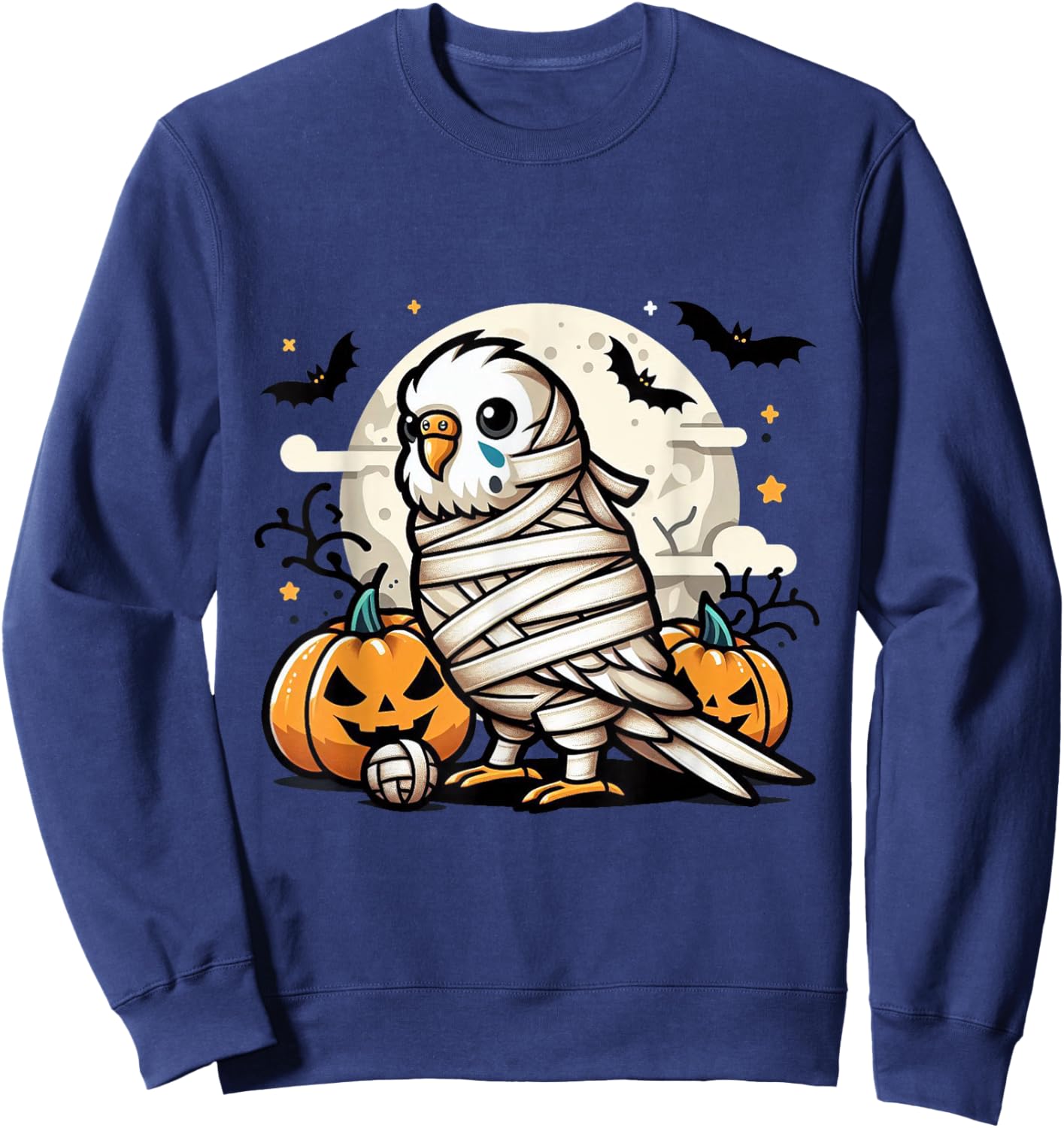spooky Budgie mummy Sweatshirt - Sweatshirt | Navy