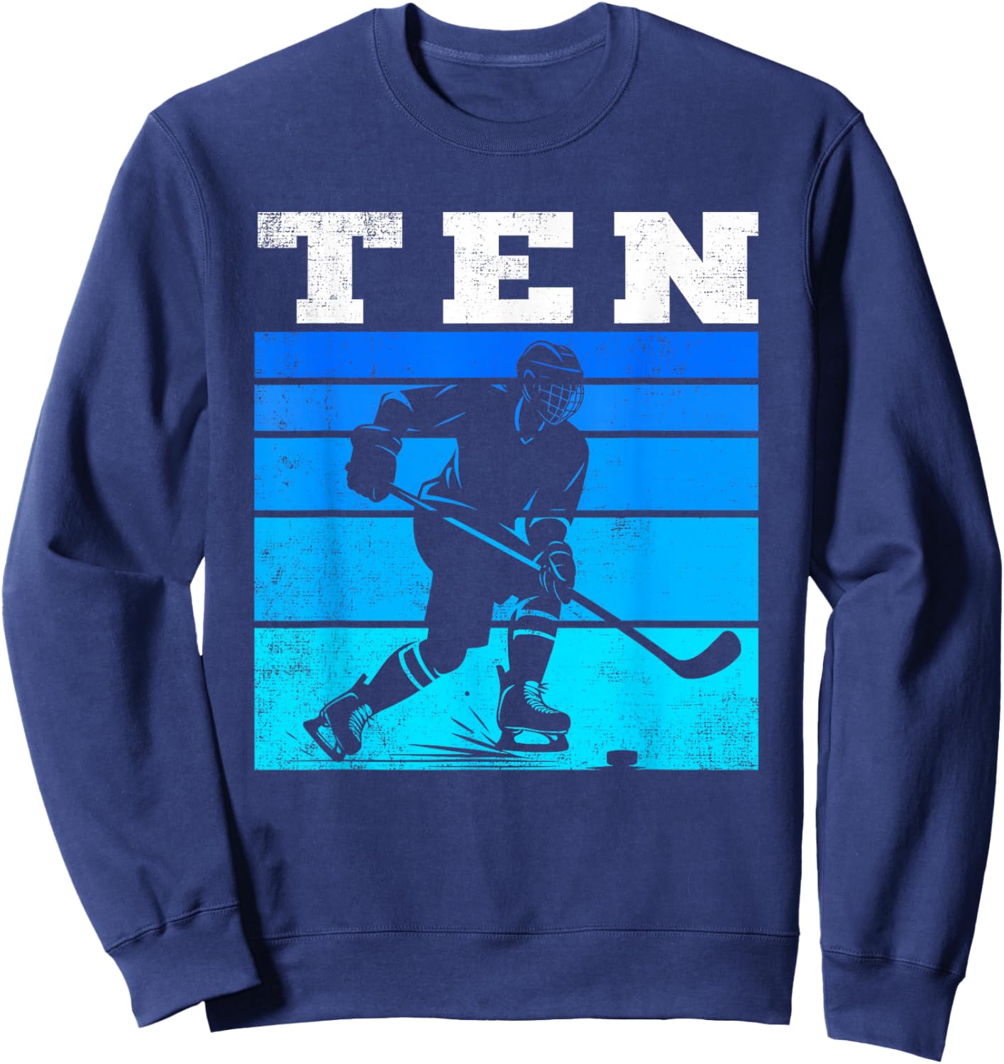 10th Birthday Ice Hockey Boys Ten Hockey Birthday Party Sweatshirt - Sweatshirt | Navy